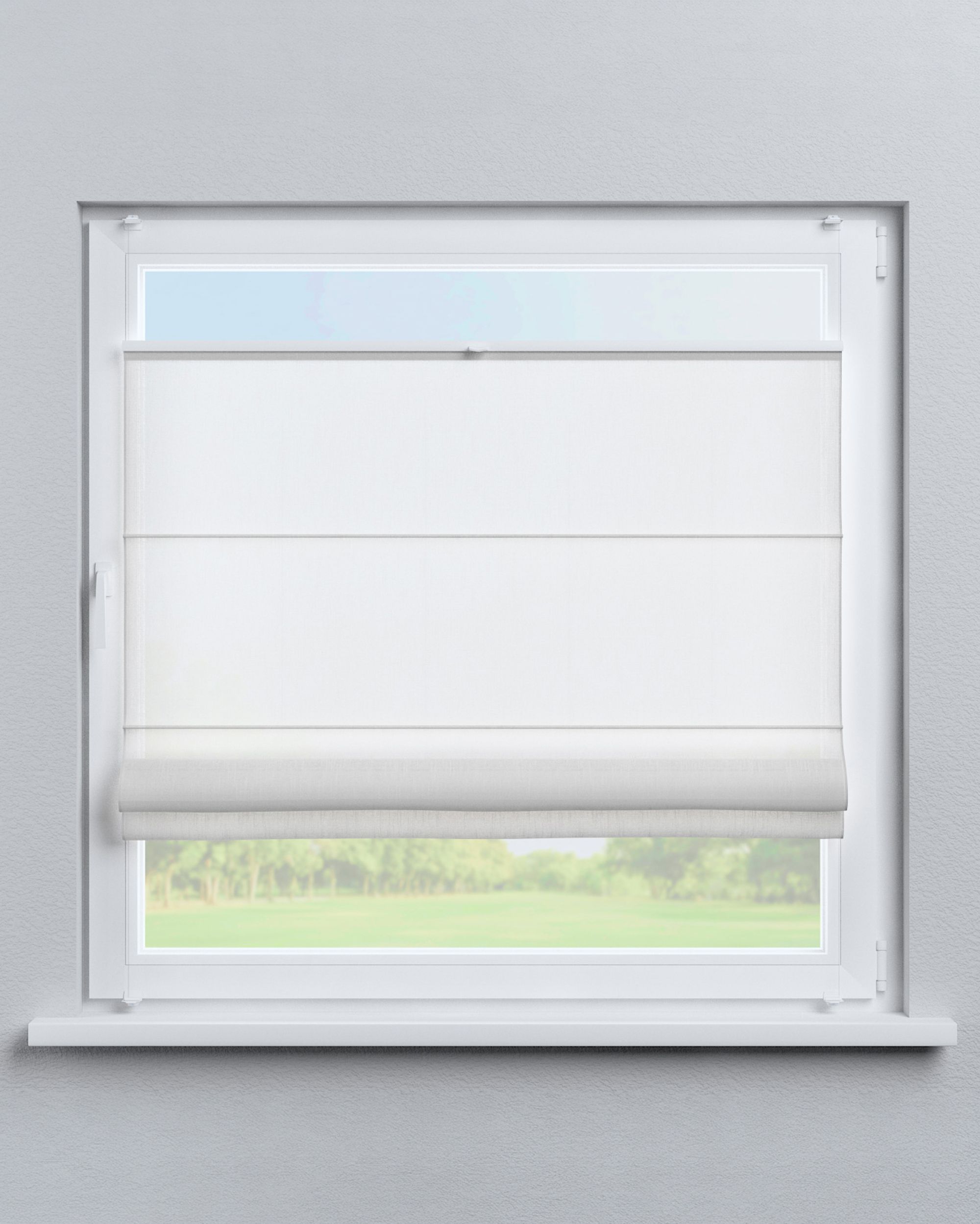 Top Down Bottom Up Roman blind Sicily colour cream fabric semi-sheer, structured, patterned (hover)
