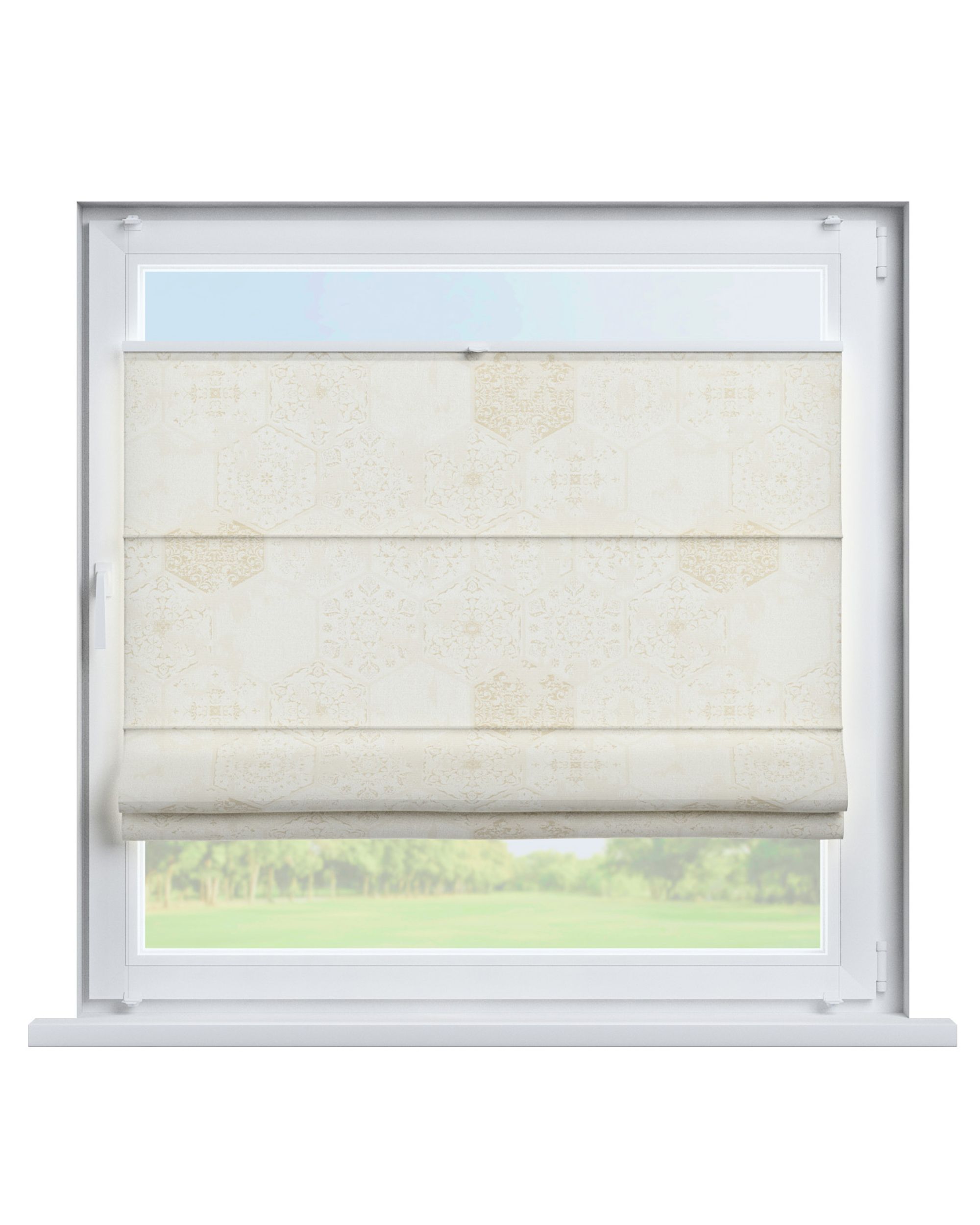 Top Down Bottom Up Roman blind Sicily colour cream fabric gloss, structured, patterned