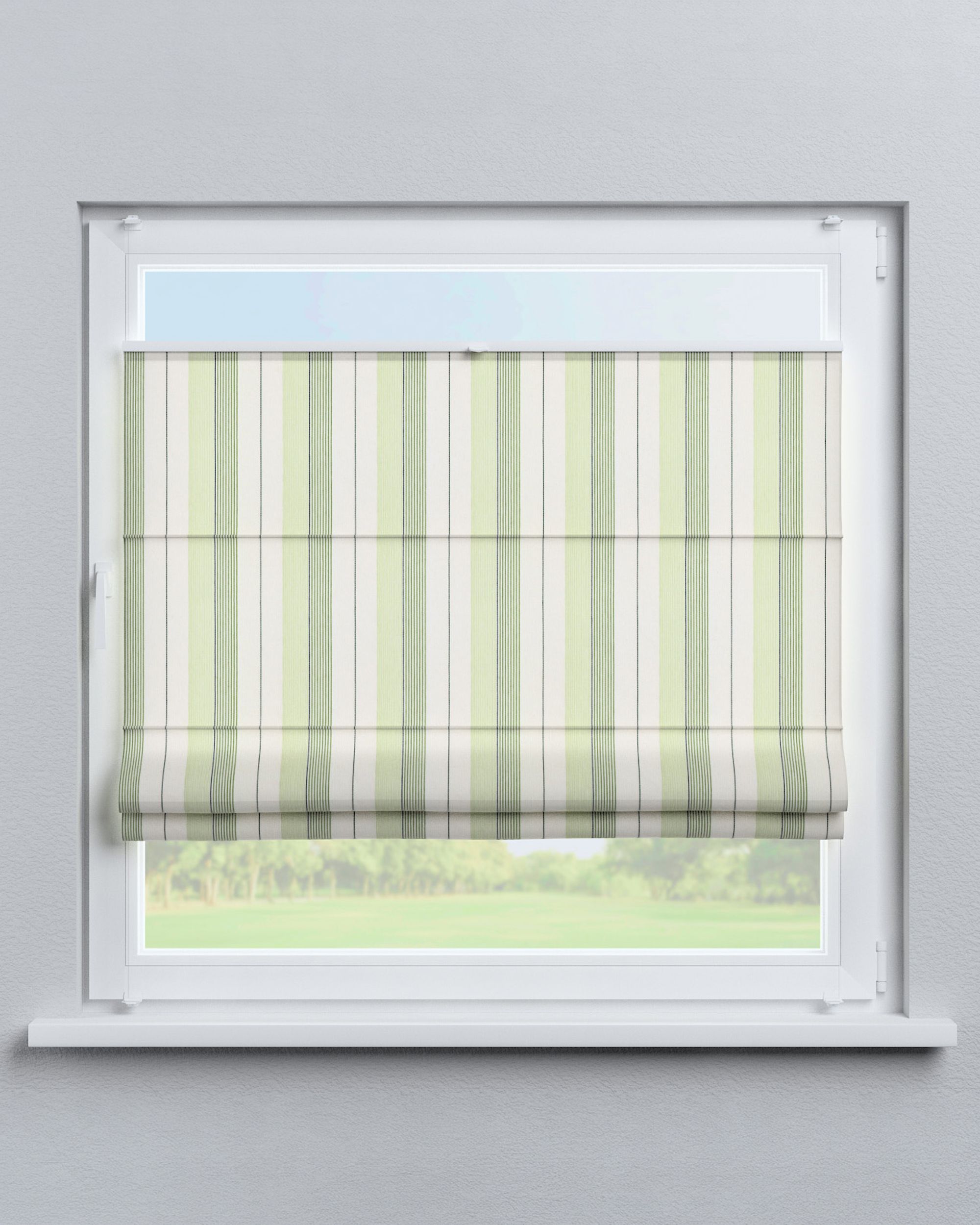 Top Down Bottom Up Roman blind Sicily colour green fabric structured, patterned (hover)