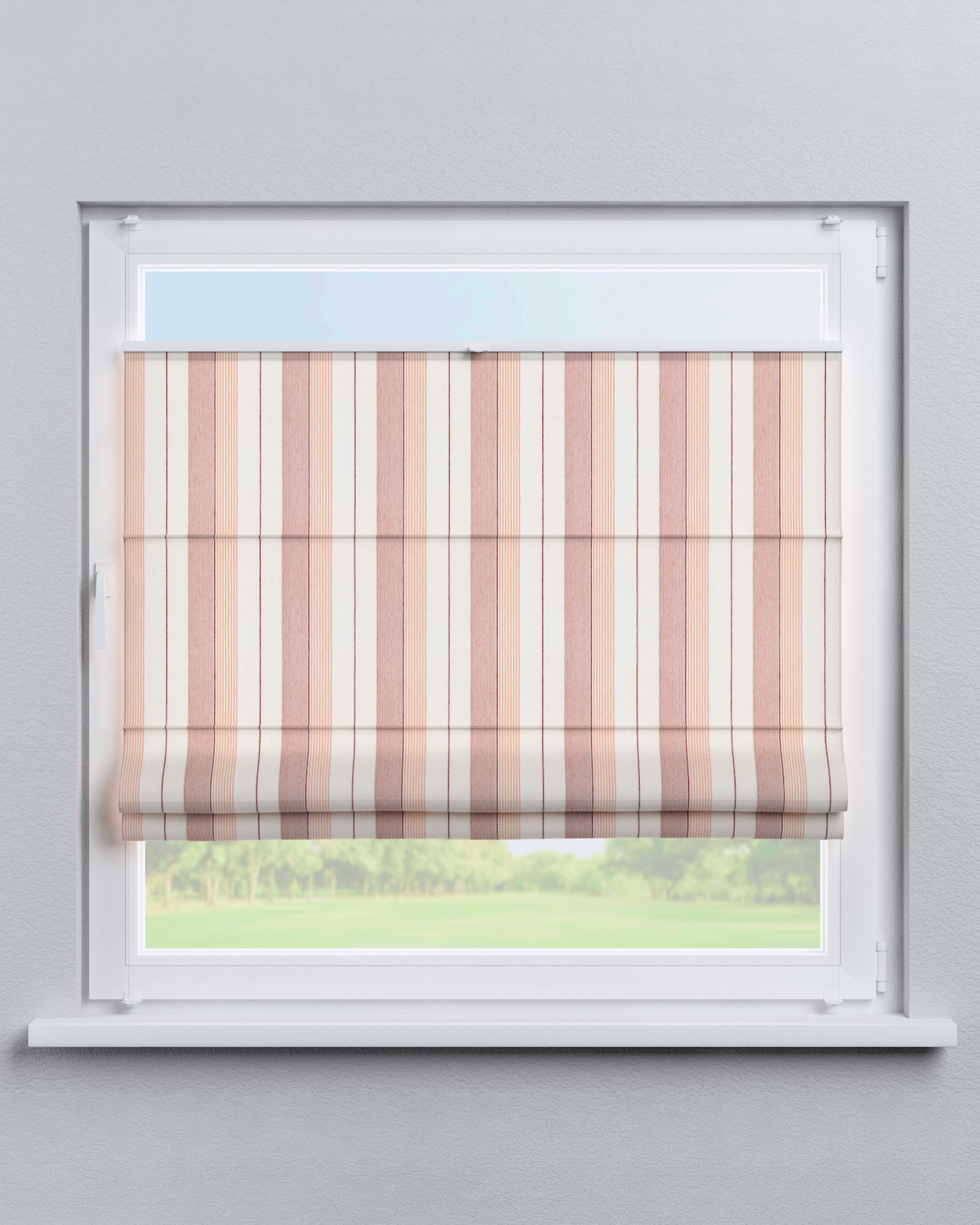 Top Down Bottom Up Roman blind Sicily colour red fabric structured, patterned (hover)