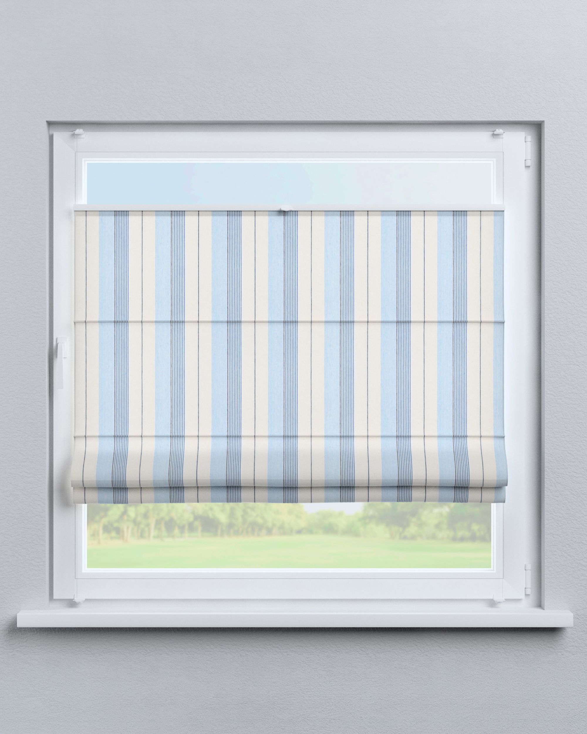 Top Down Bottom Up Roman blind Sicily colour blue fabric structured, patterned (hover)