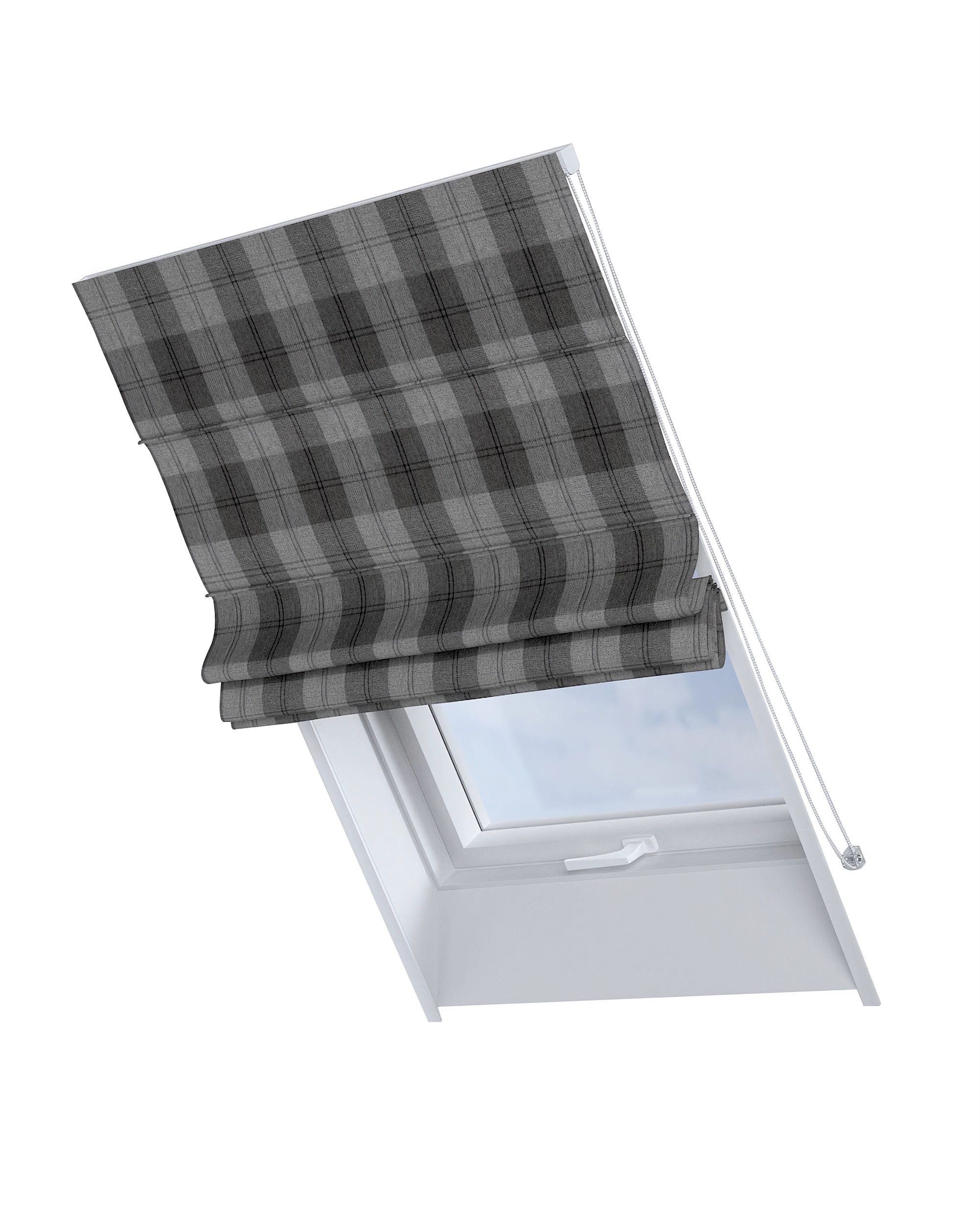 Roman blind for roof window Rimini colour grey fabric structured, patterned