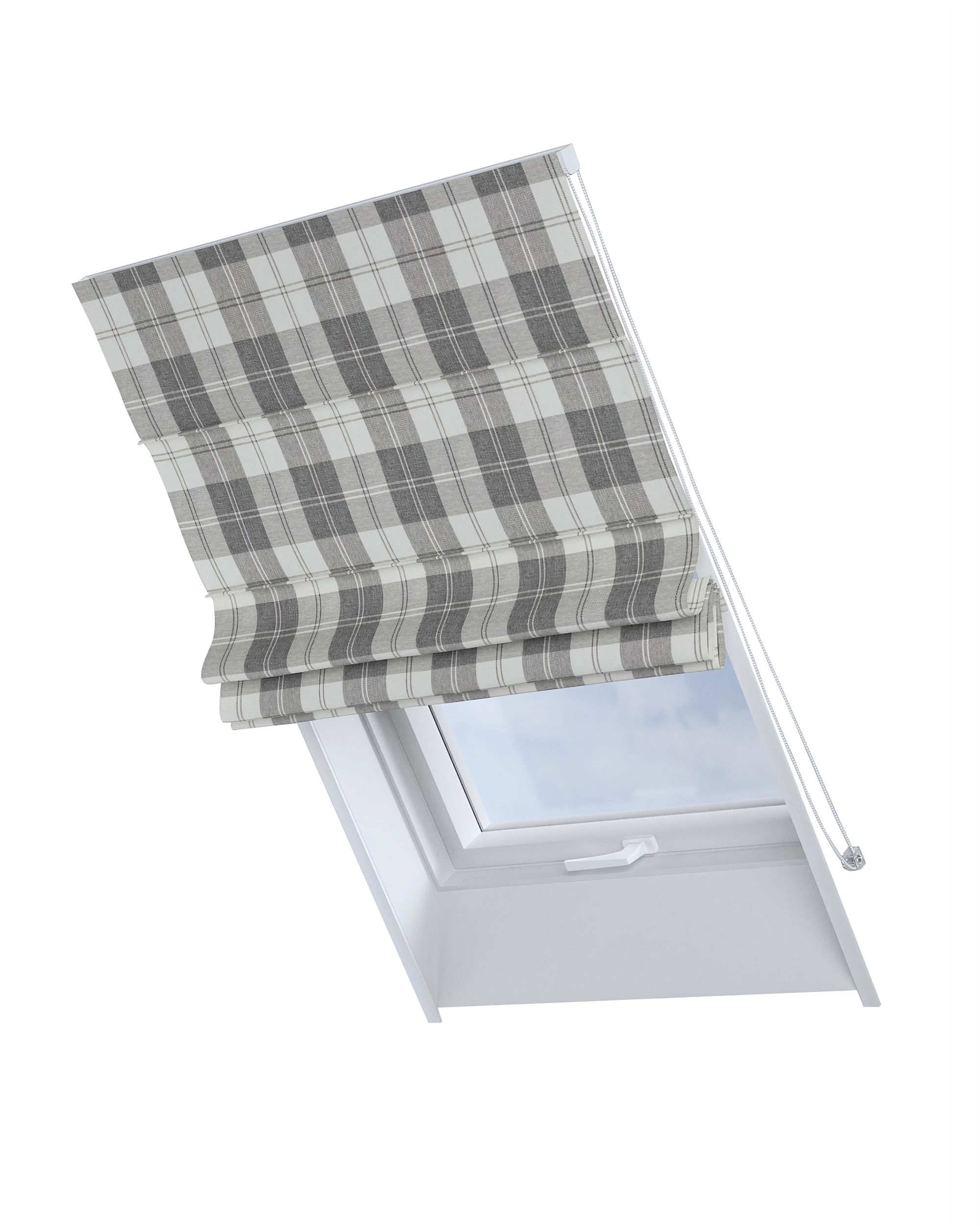Roman blind for roof window Rimini colour grey fabric structured, patterned