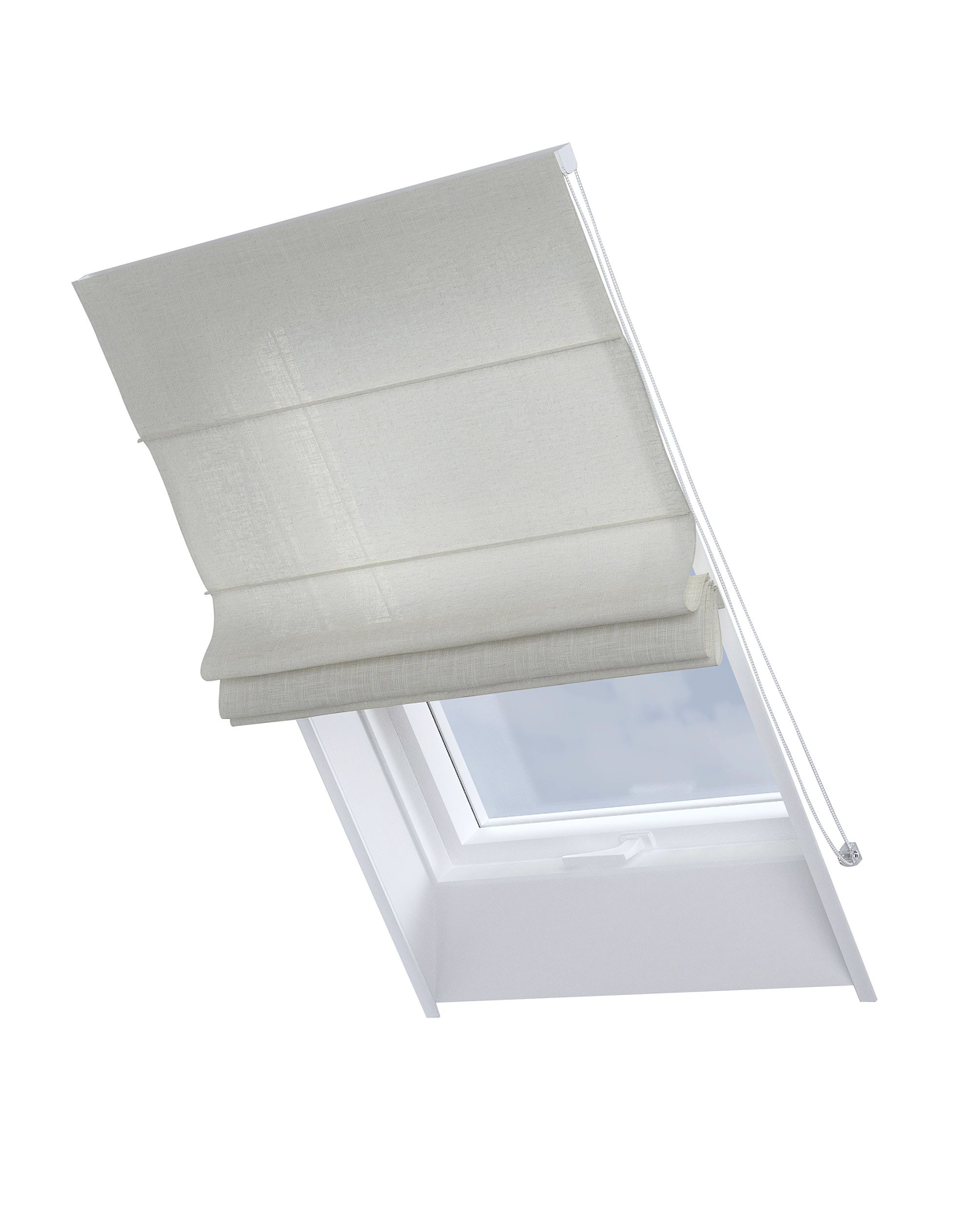 Roman blind for roof window Rimini colour beige fabric semi-sheer, structured