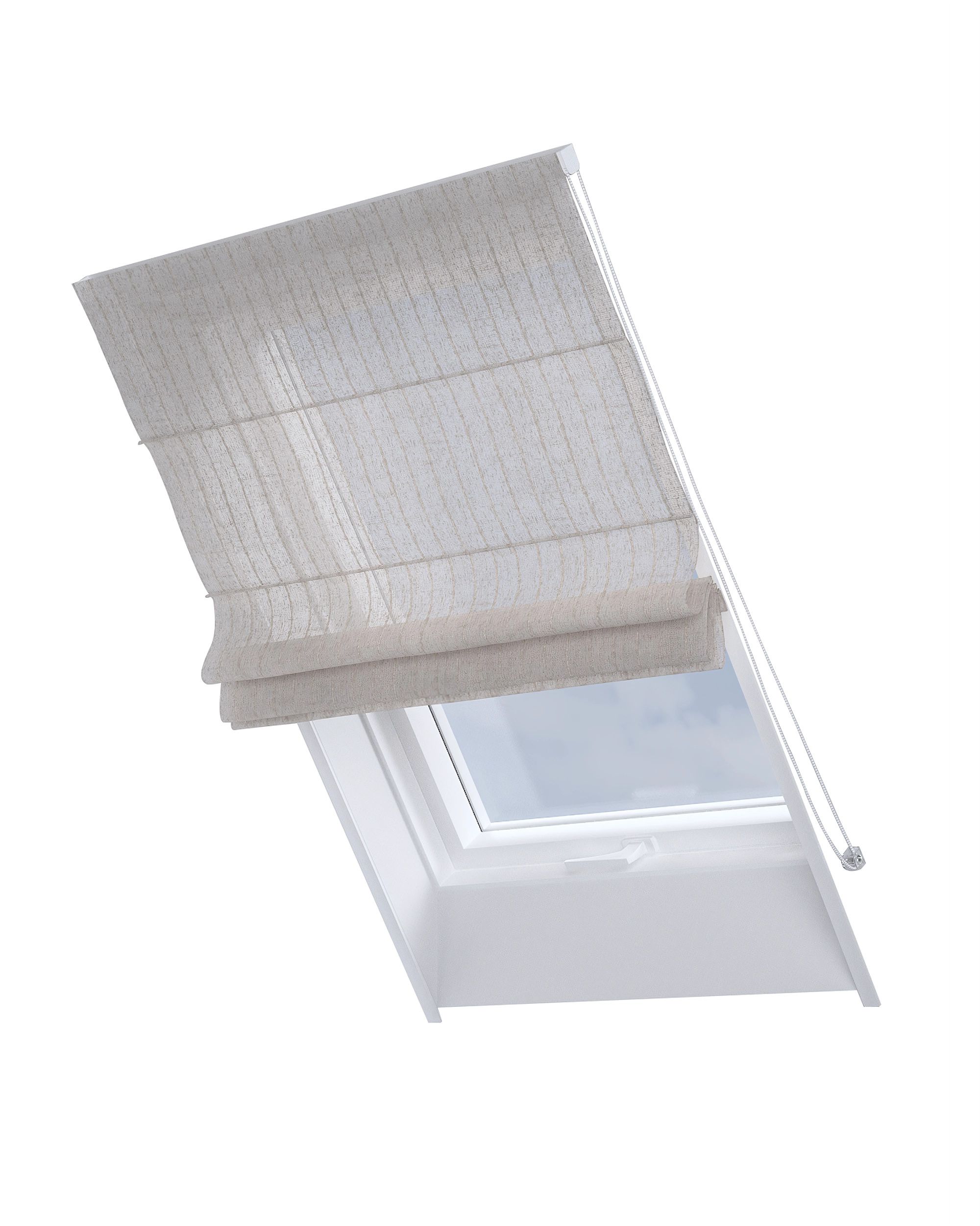 Roman blind for roof window Rimini colour beige fabric semi-sheer, structured, patterned