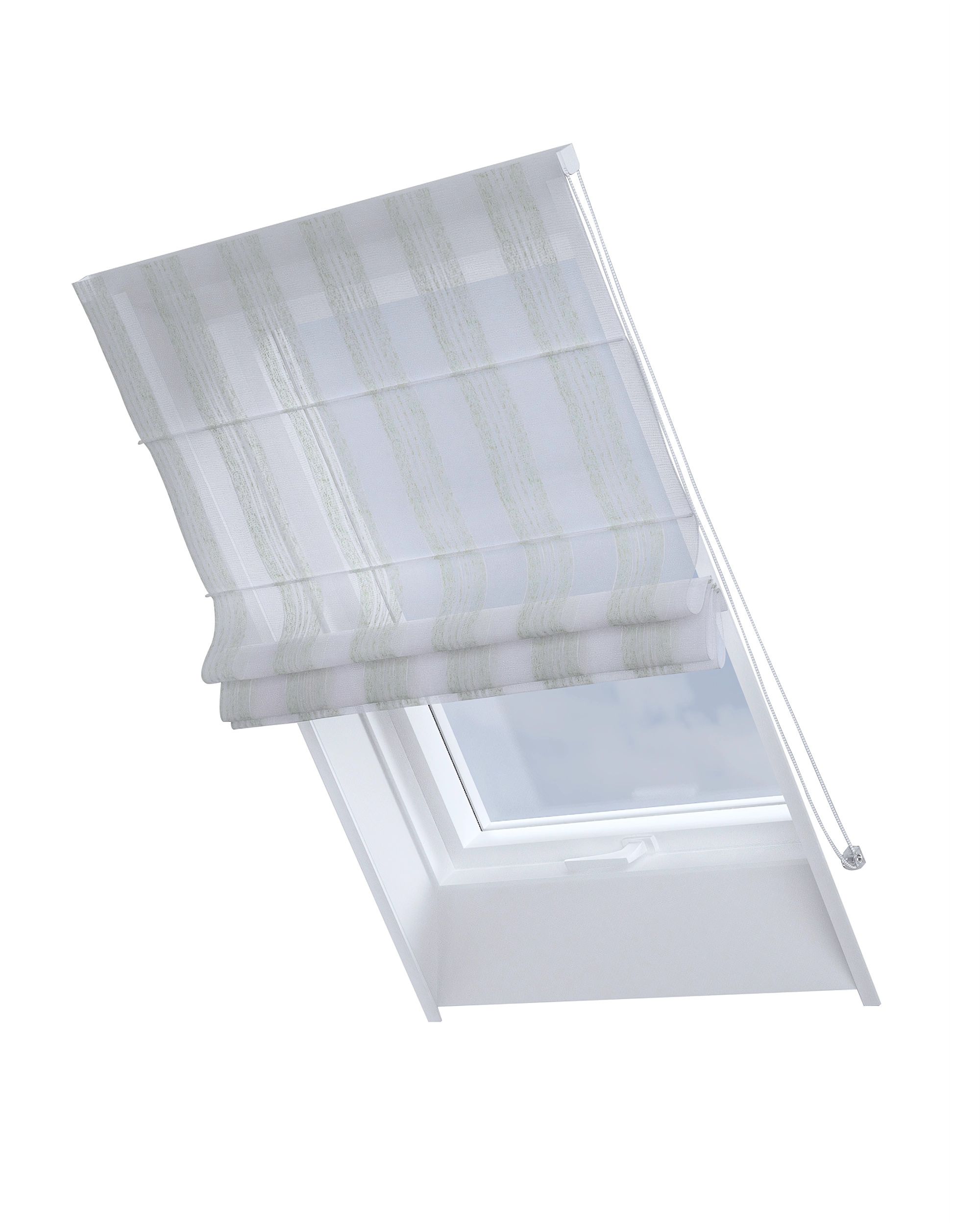 Roman blind for roof window Rimini colour cream fabric semi-sheer, structured, patterned