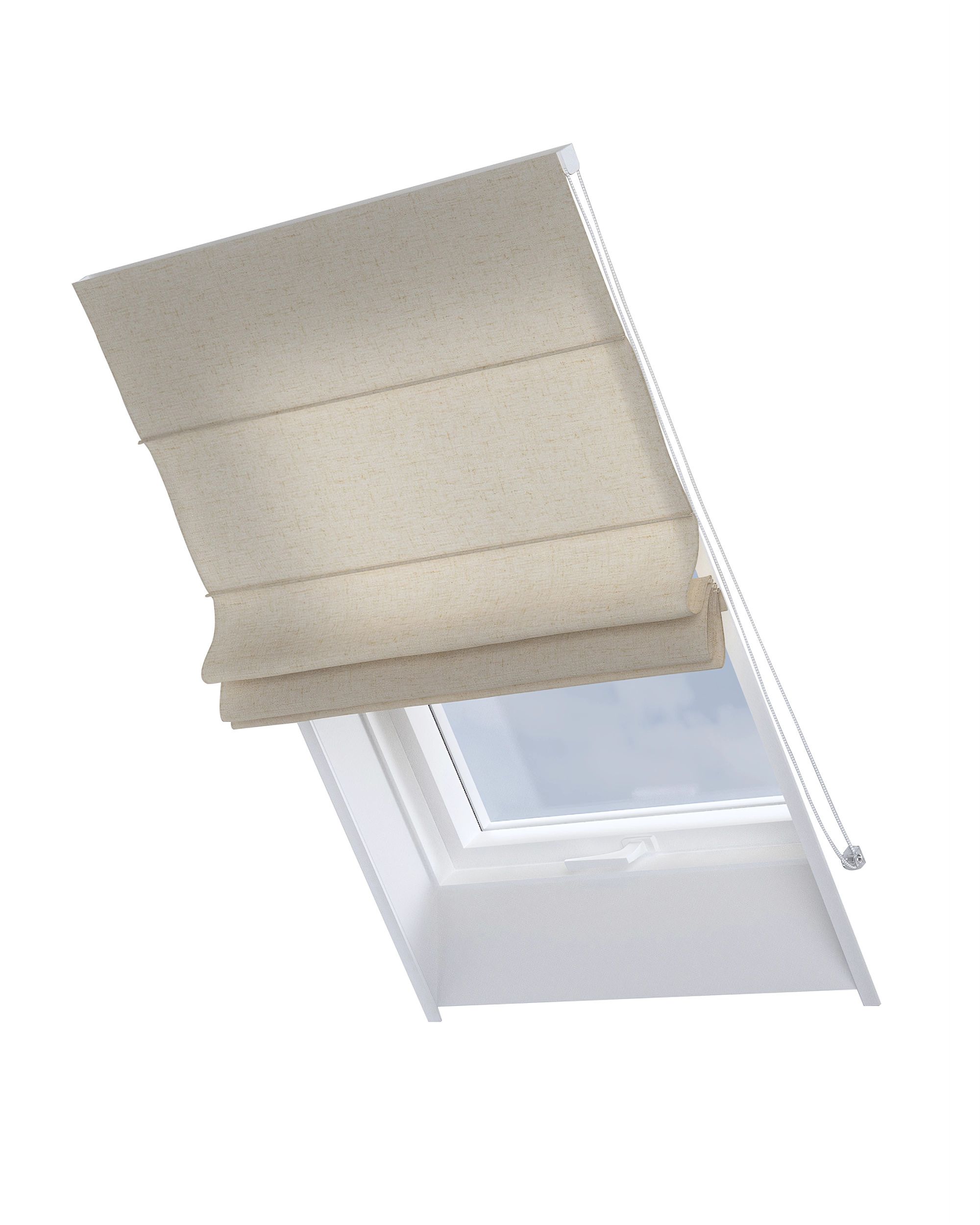 Roman blind for roof window Rimini colour beige fabric semi-sheer