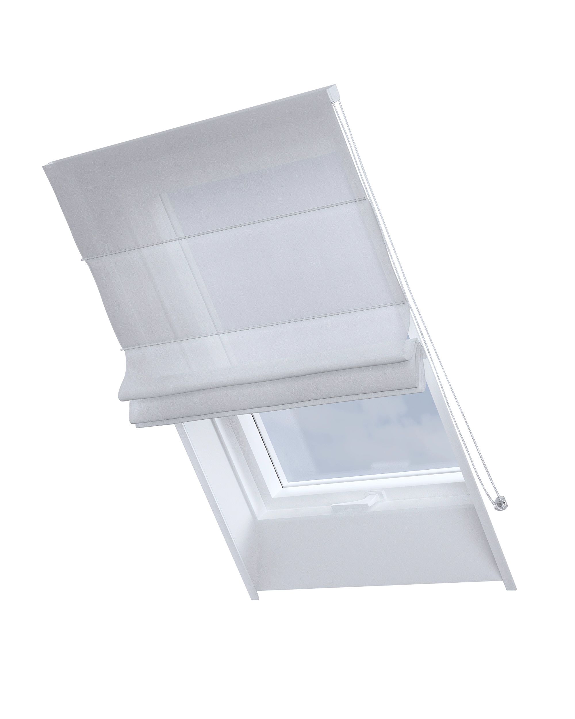 Roman blind for roof window Rimini colour cream fabric semi-sheer, structured, patterned