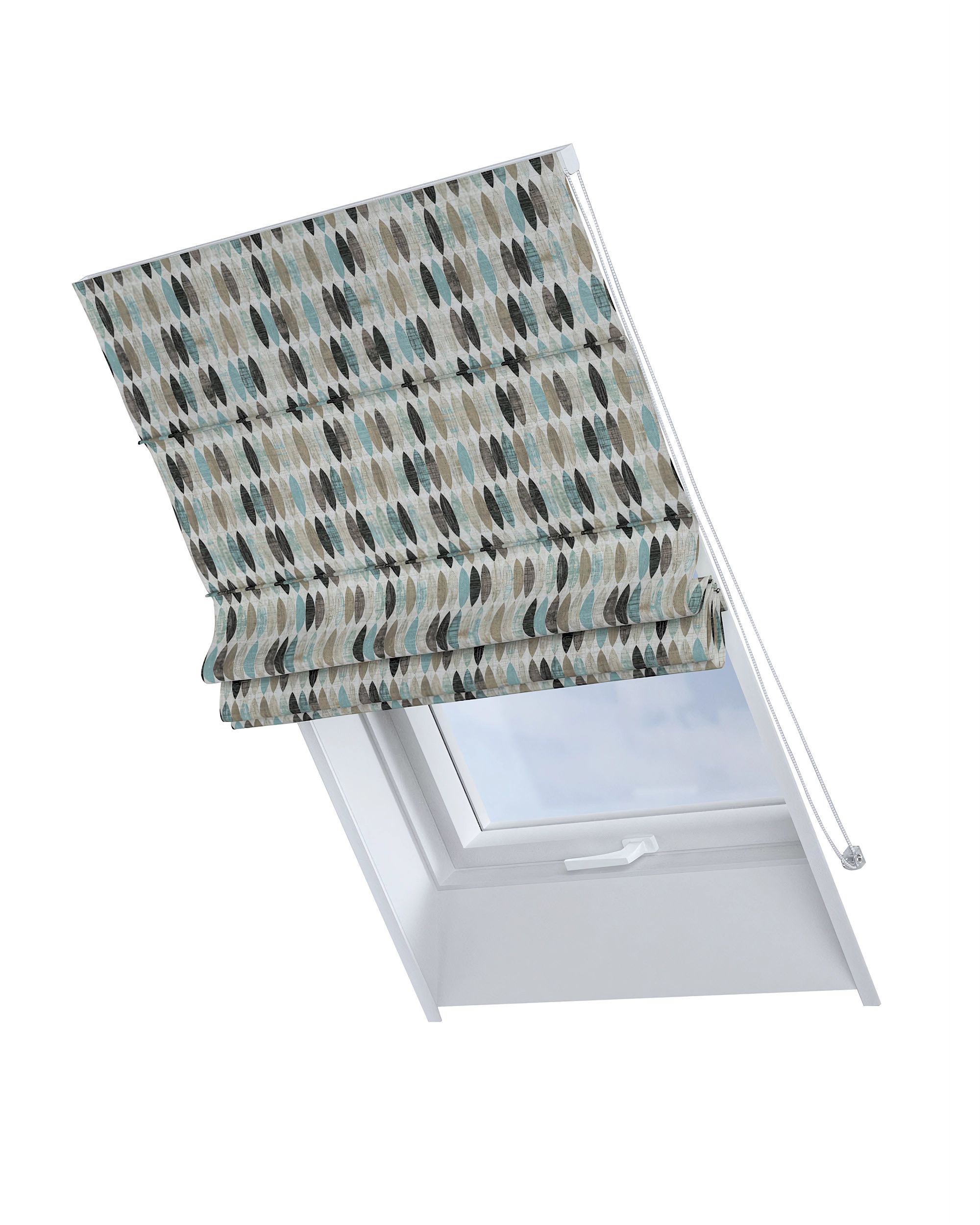 Roman blind for roof window Rimini colour beige fabric patterned