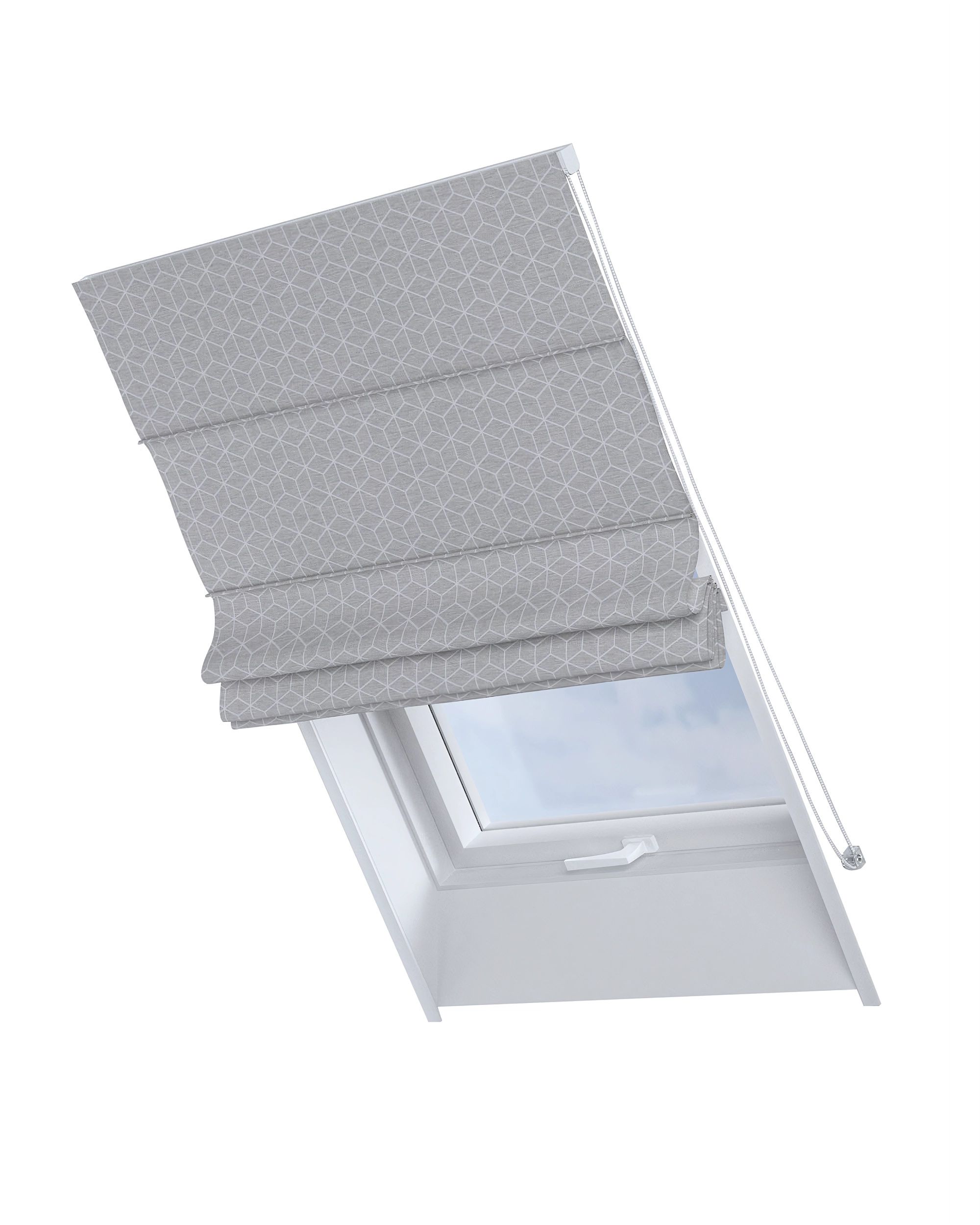 Roman blind for roof window Rimini colour grey fabric structured, patterned