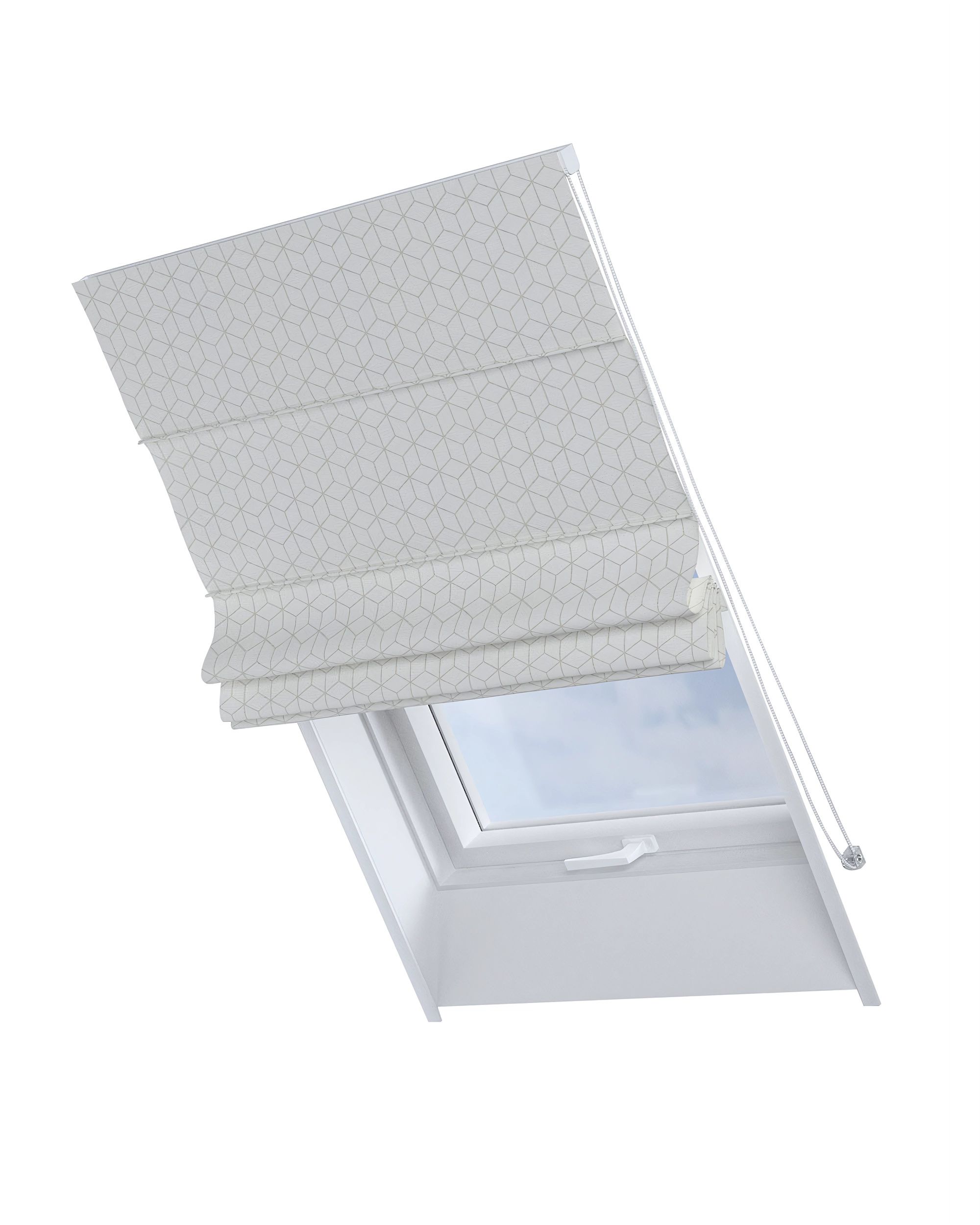Roman blind for roof window Rimini colour white fabric structured, patterned