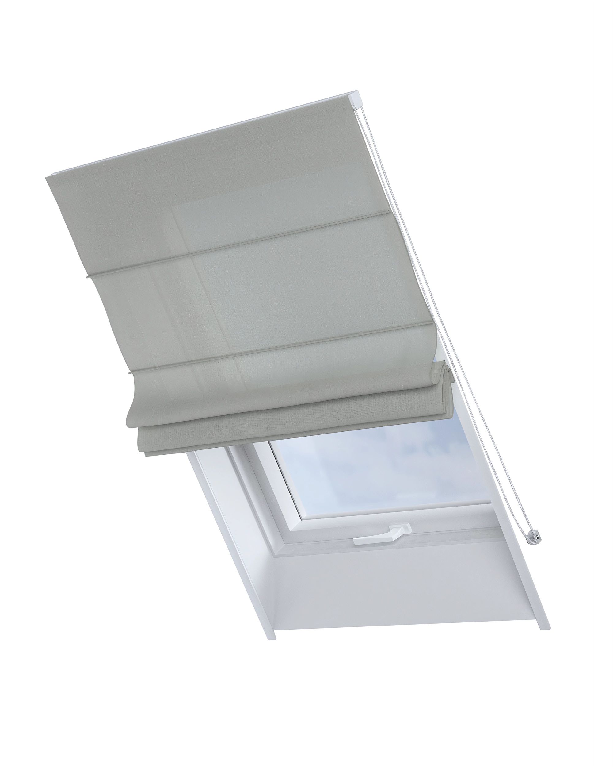 Roman blind for roof window Rimini colour cream fabric semi-sheer, structured