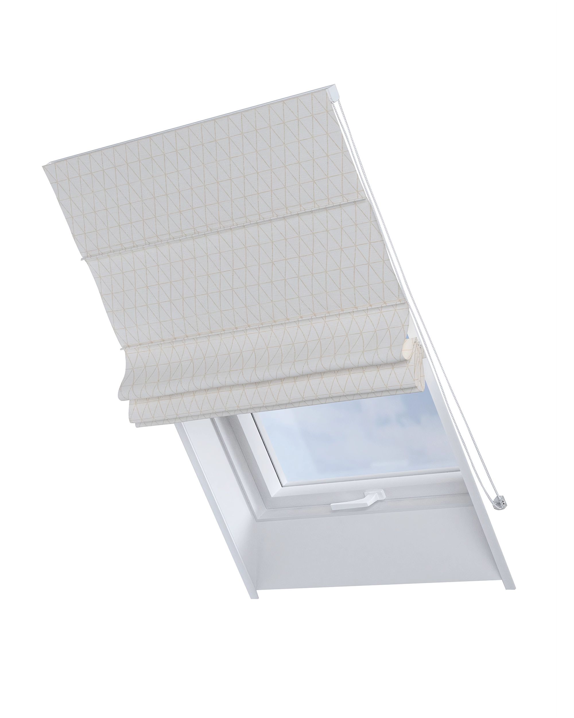 Roman blind for roof window Rimini colour cream fabric patterned