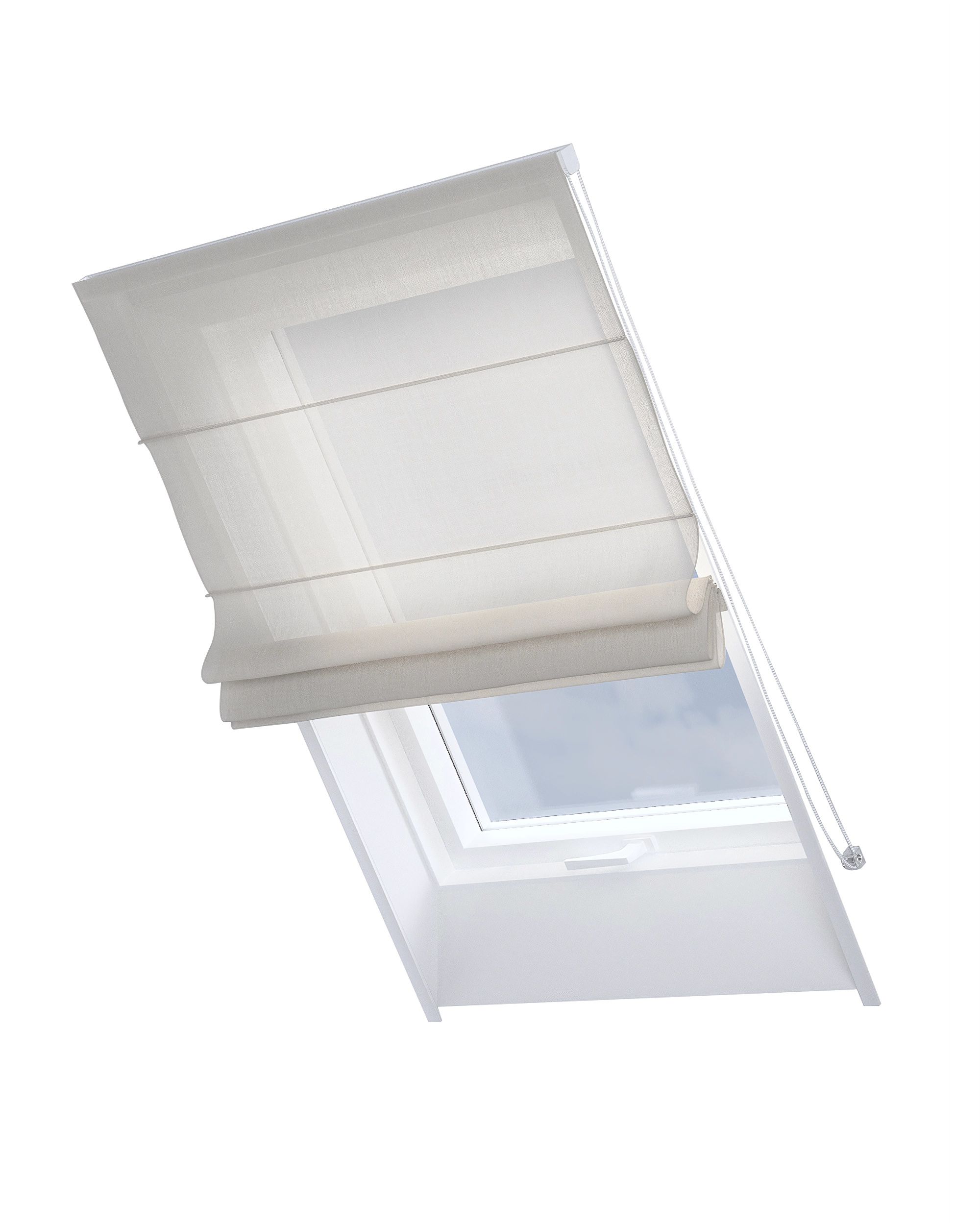 Roman blind for roof window Rimini colour white fabric structured