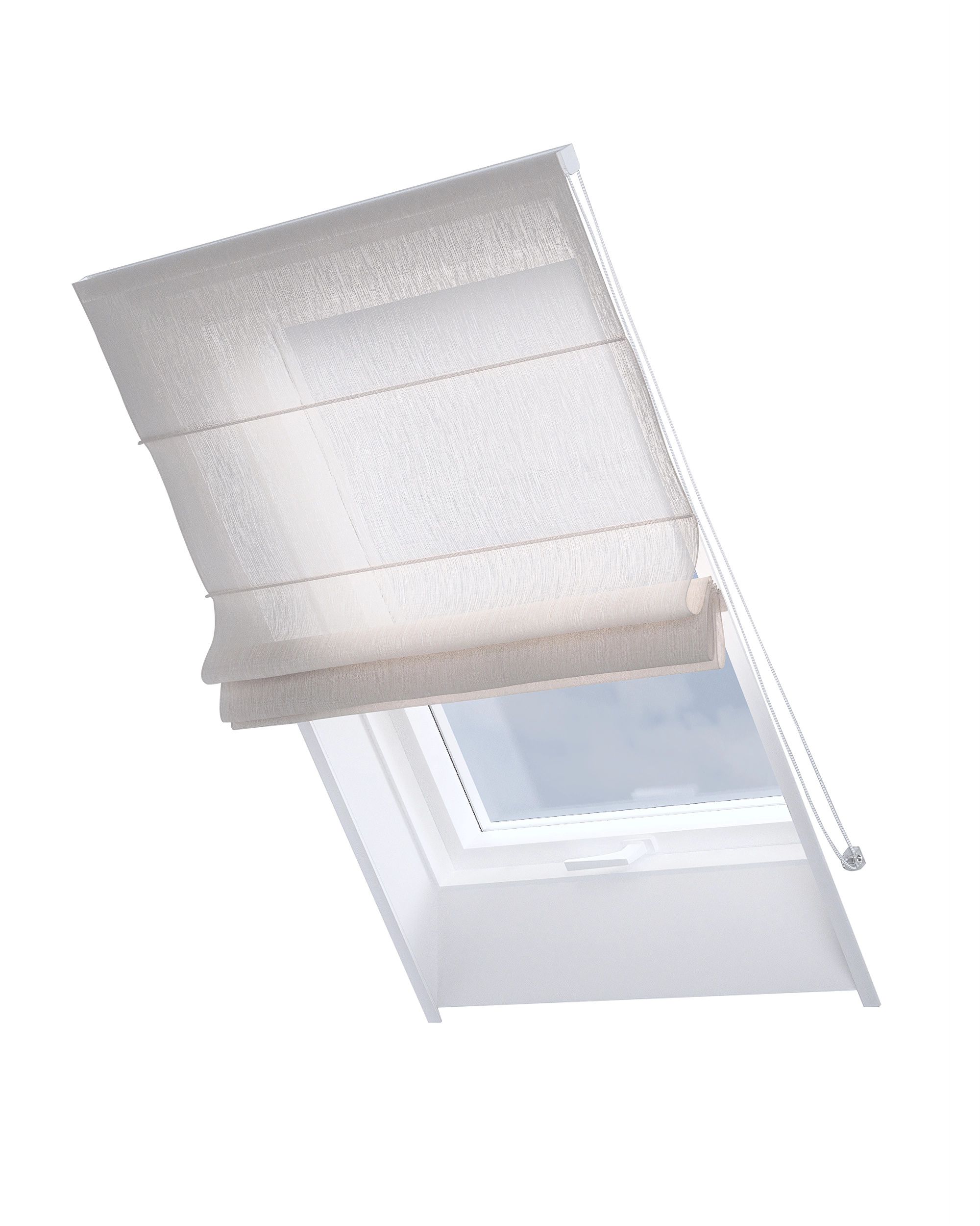 Roman blind for roof window Rimini colour beige fabric semi-sheer, structured