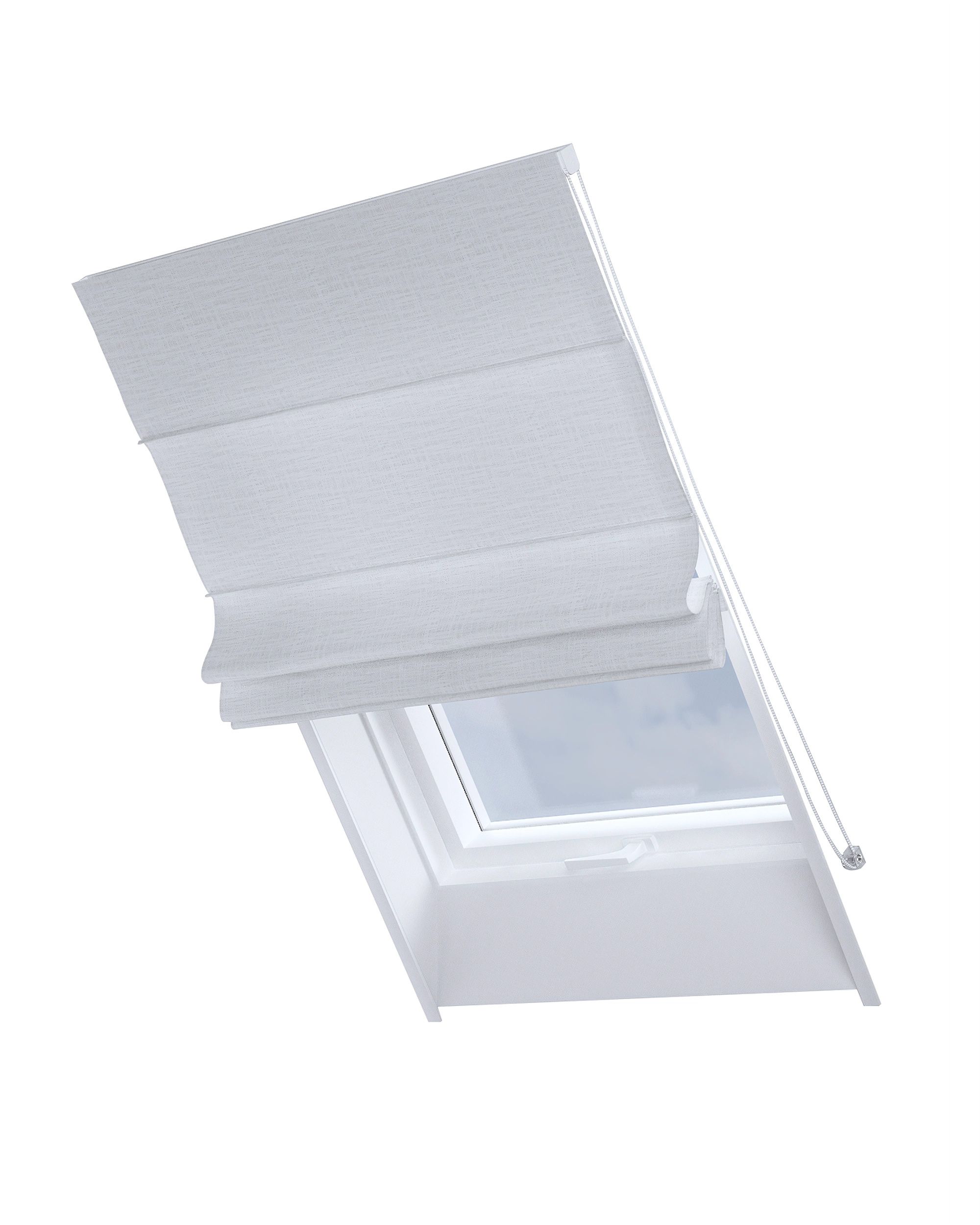 Roman blind for roof window Rimini colour white fabric structured
