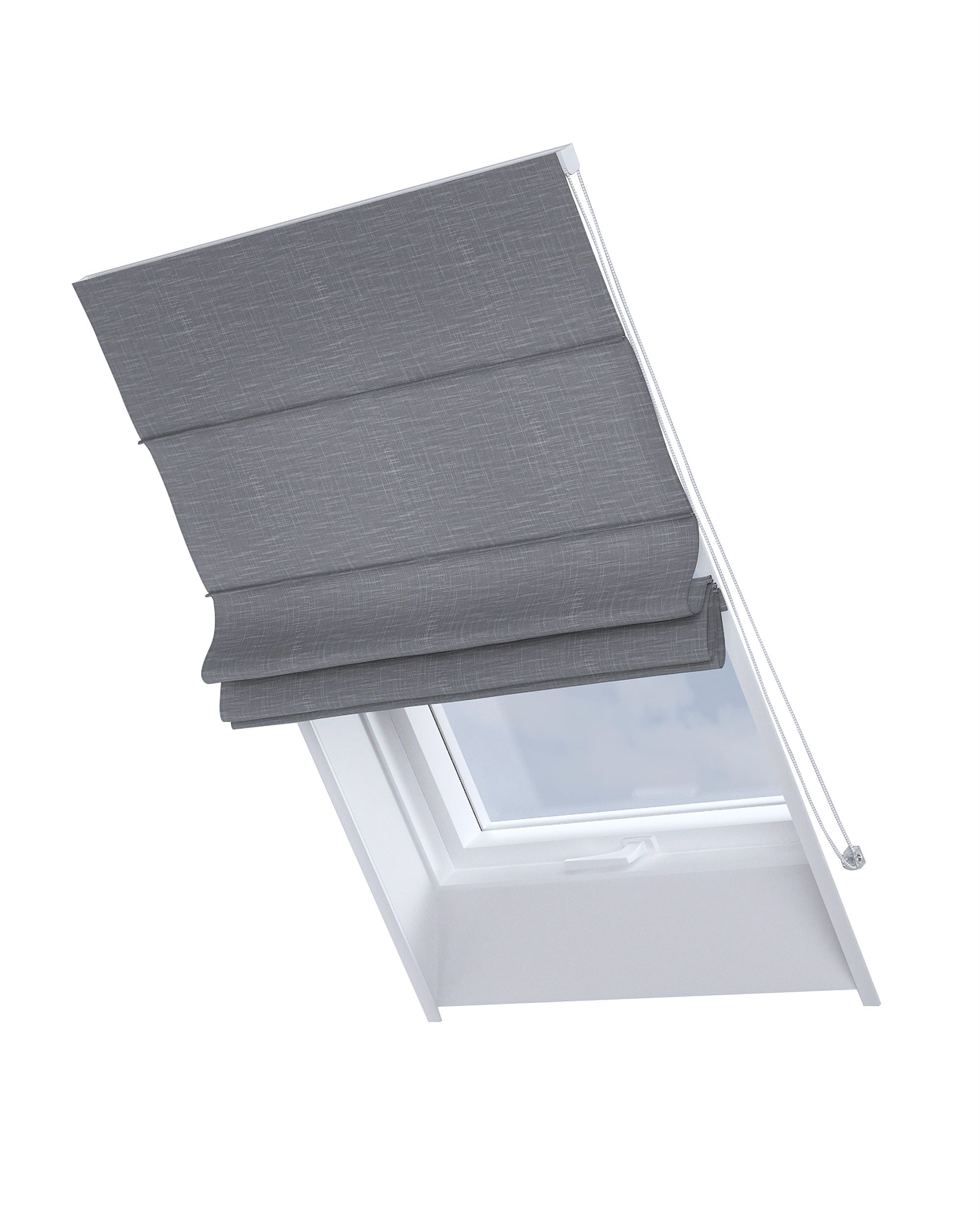 Roman blind for roof window Rimini colour grey fabric structured