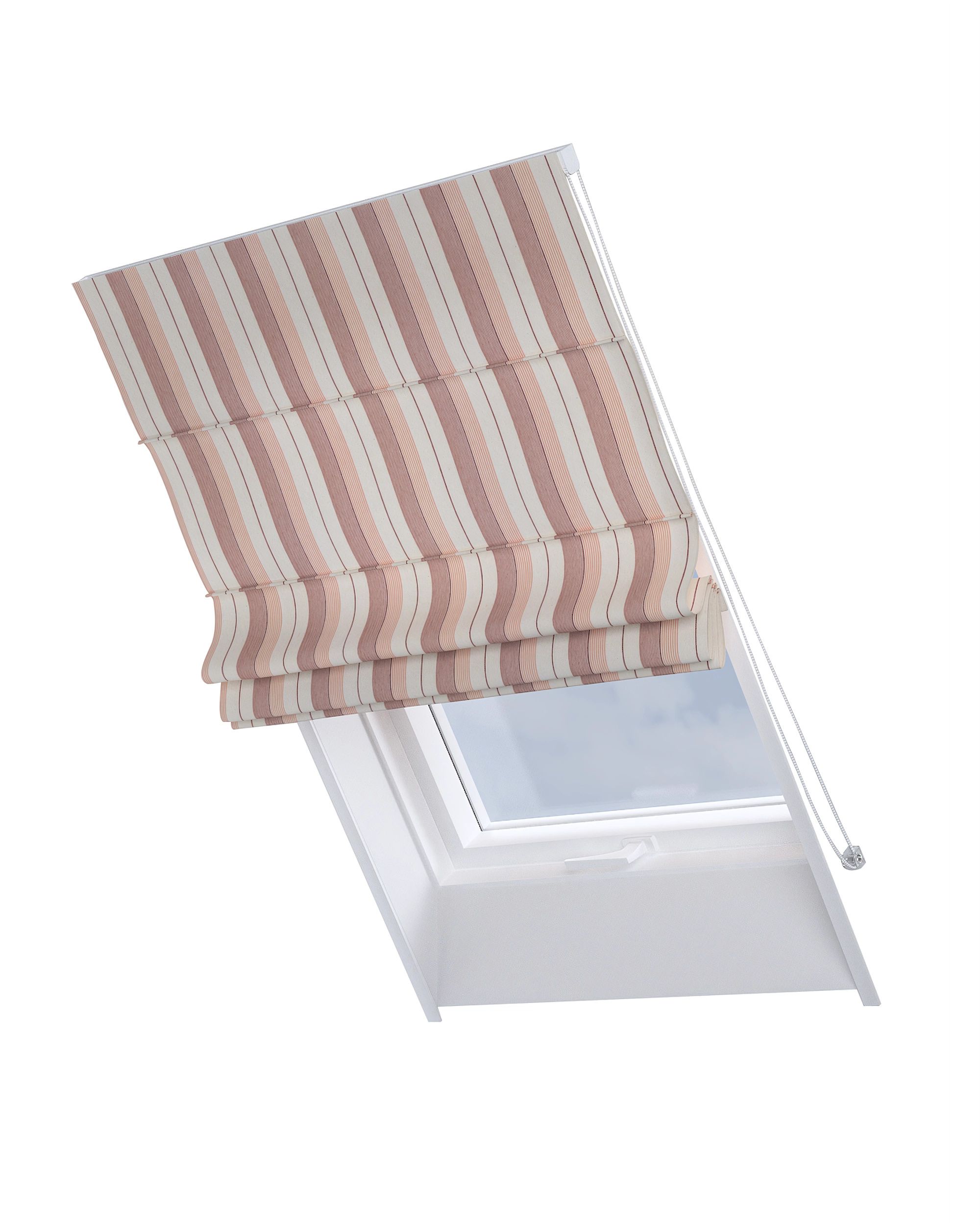 Roman blind for roof window Rimini colour red fabric structured, patterned