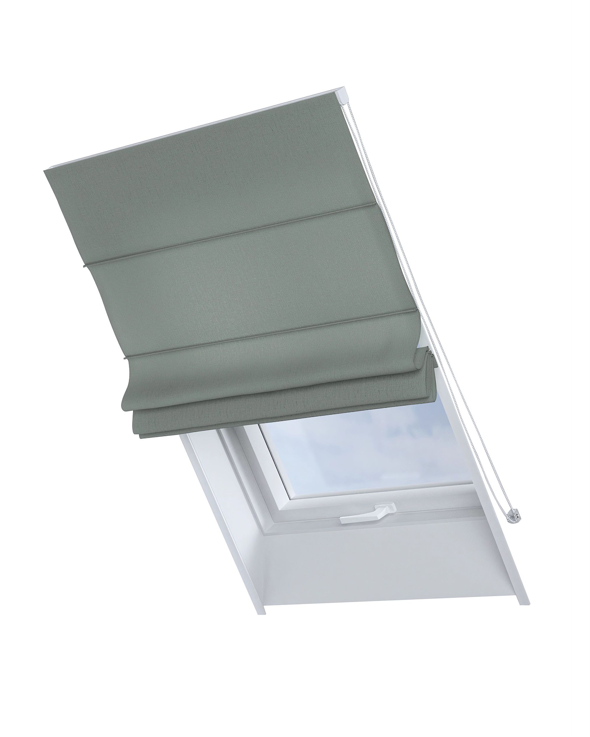 Roman blind for roof window Rimini colour grey fabric semi-sheer, structured
