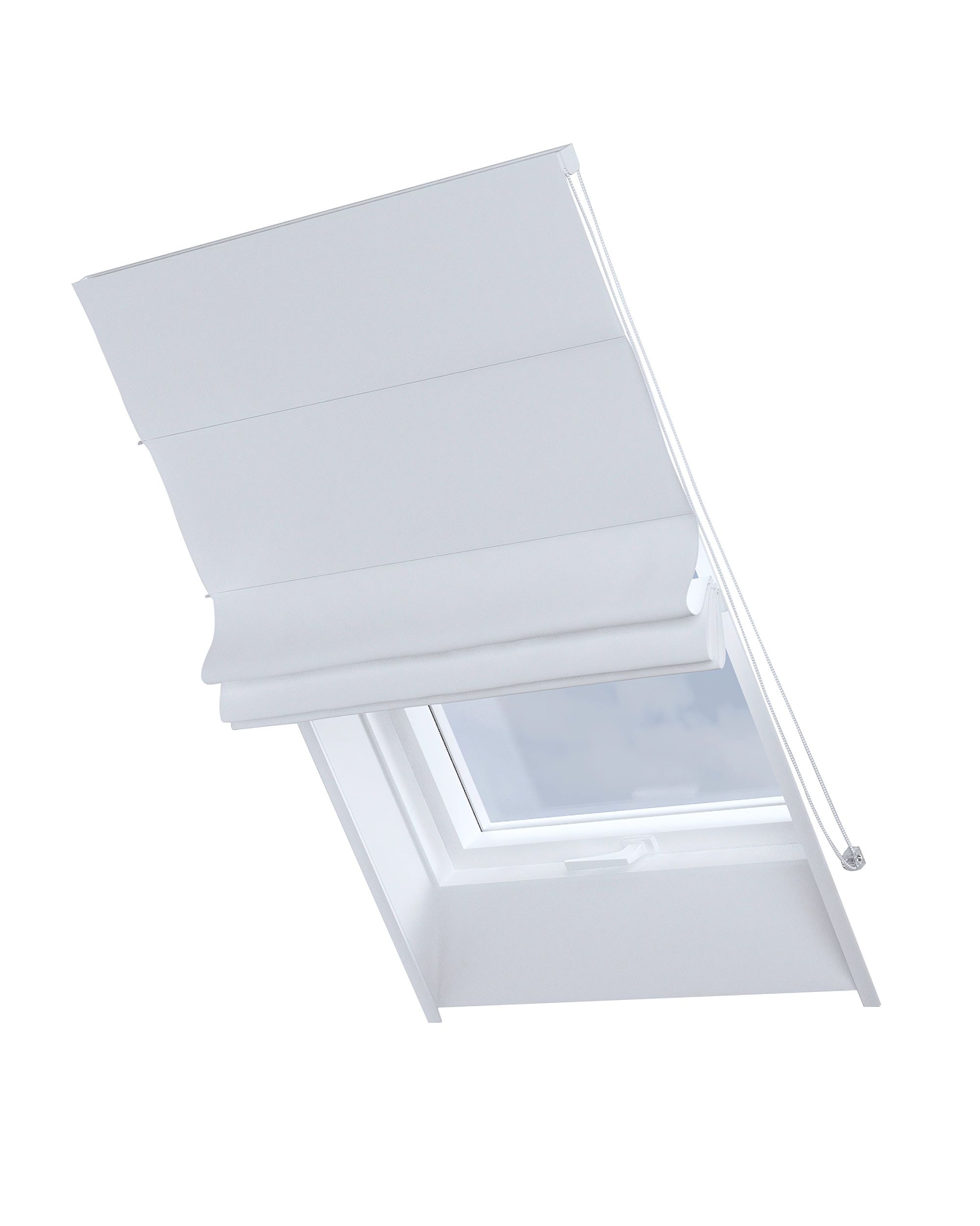 Roman blind for roof window Rimini colour white fabric blackout