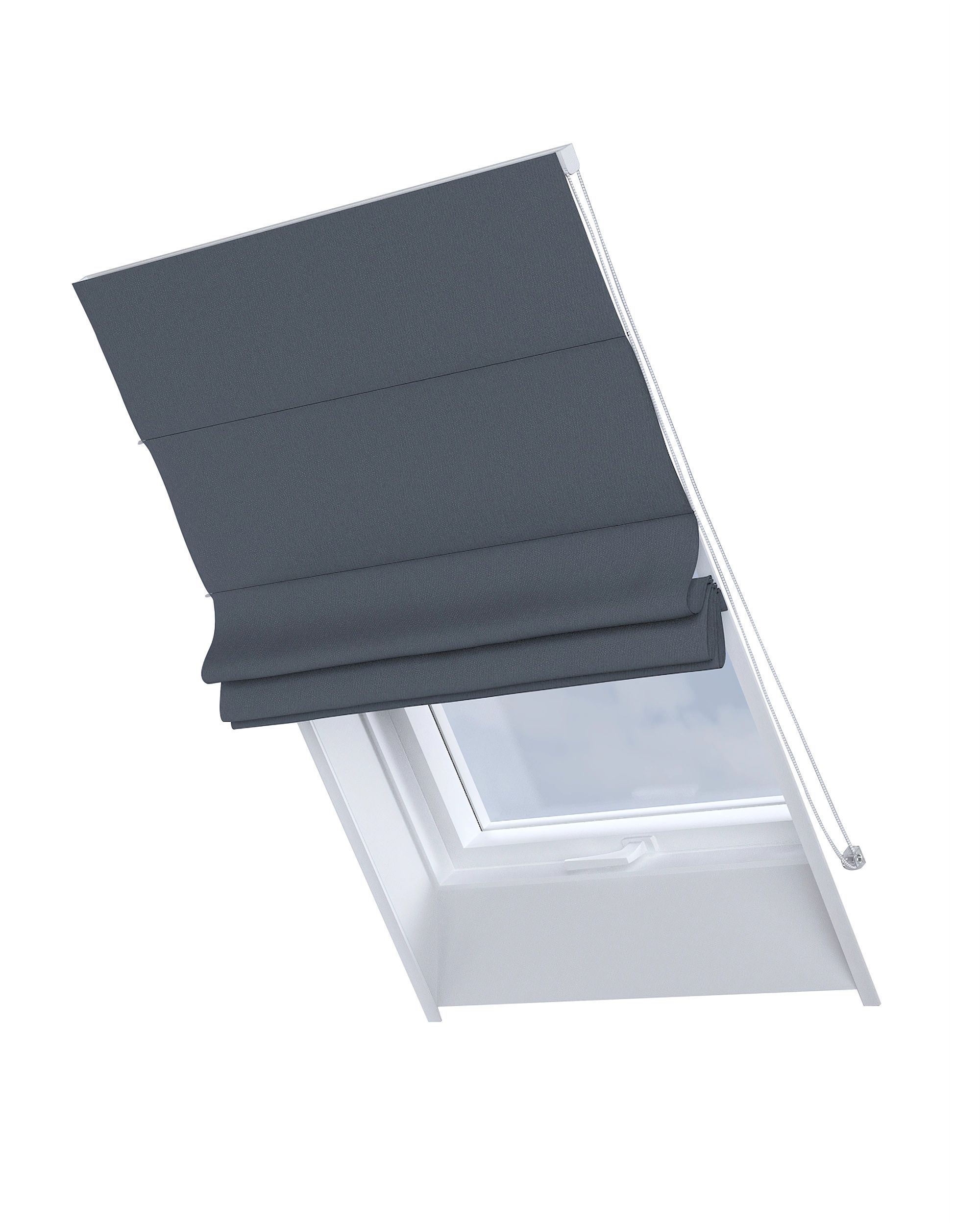 Roman blind for roof window Rimini colour navy blue fabric blackout