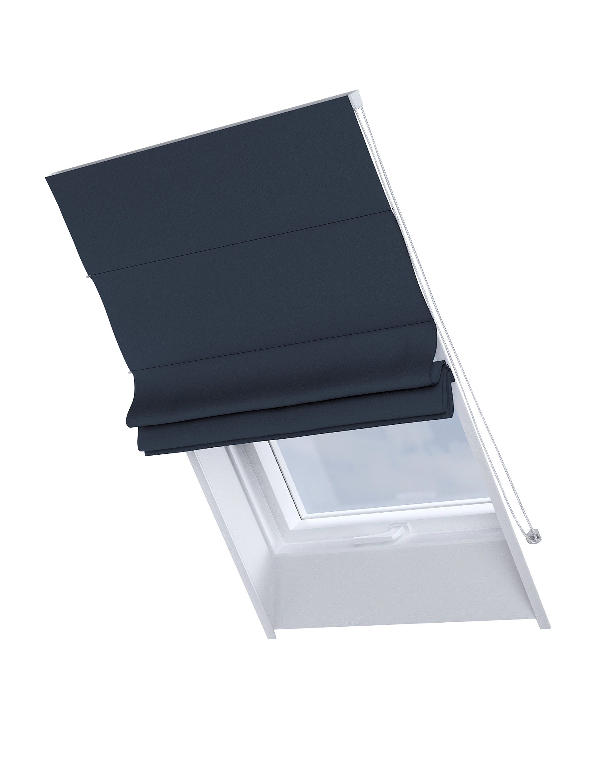 Roman blind for roof window Rimini colour navy blue fabric blackout