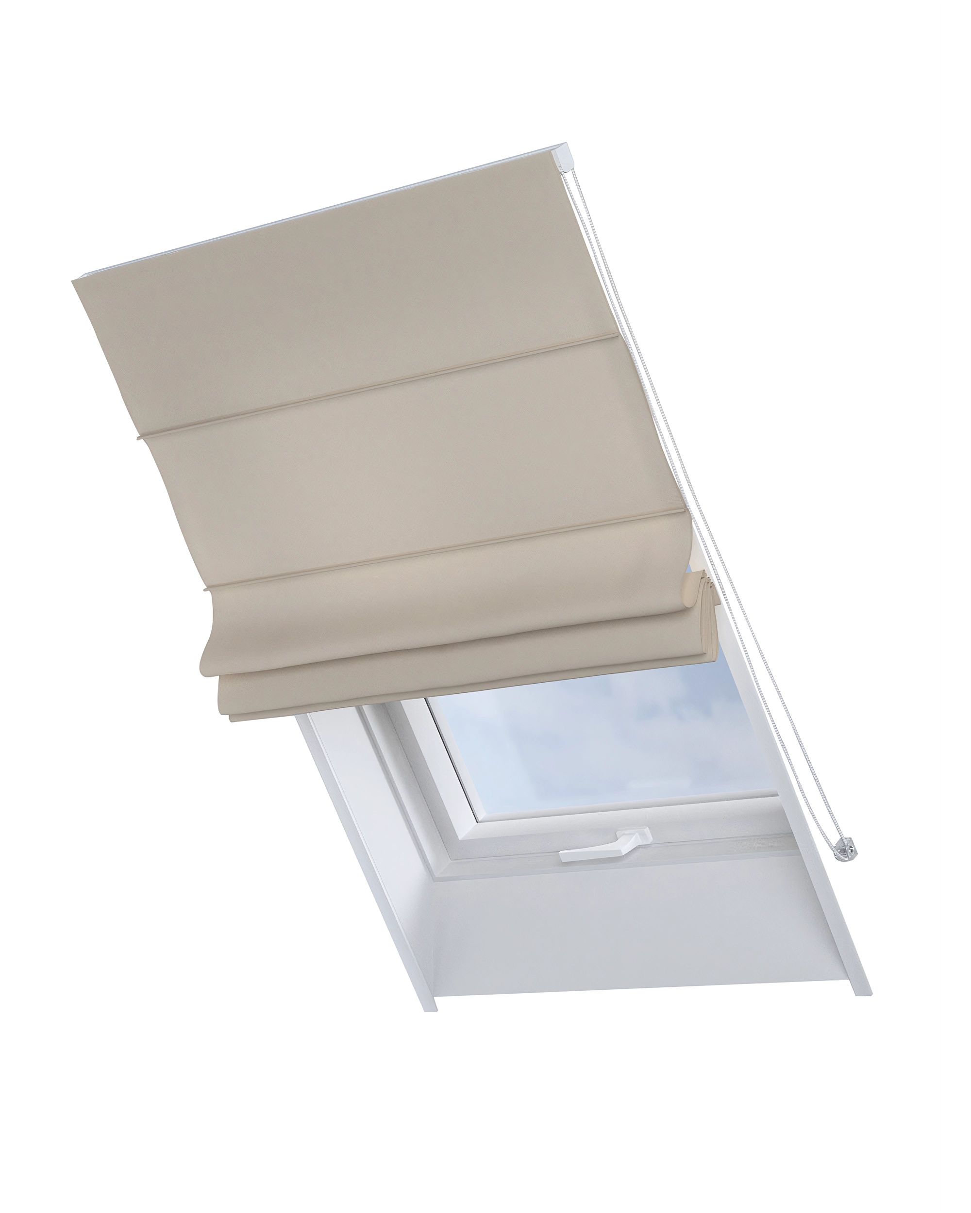 Roman blind for roof window Rimini colour beige fabric semi-sheer, structured