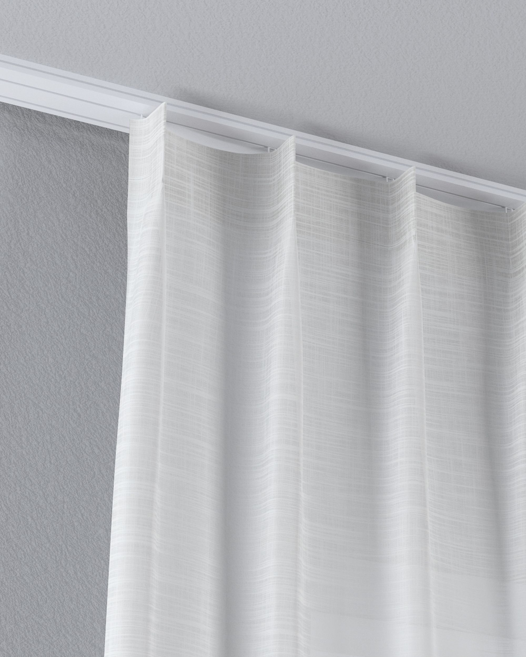Net curtain with single pinch pleat colour cream fabric semi-sheer, structured (hover)