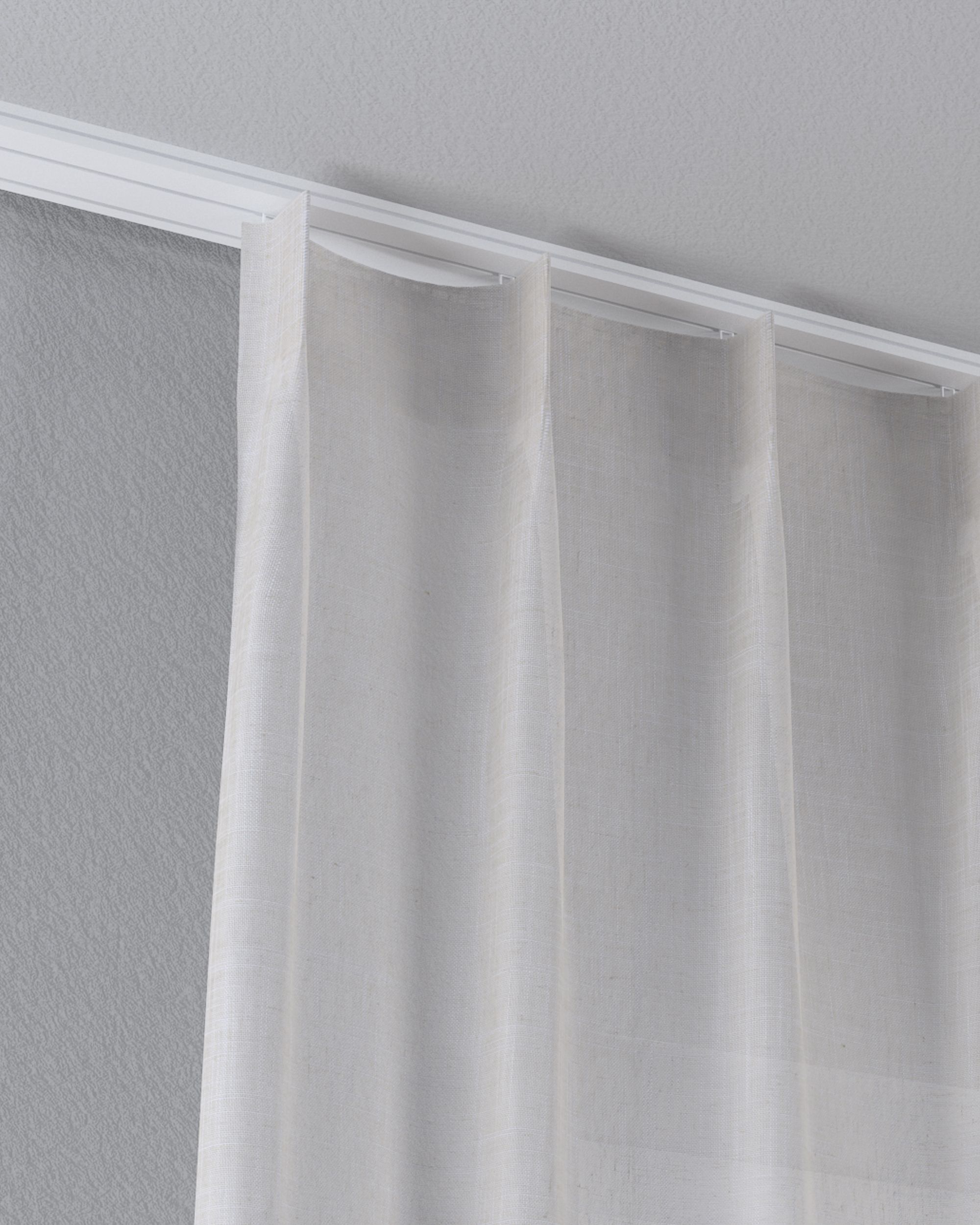 Net curtain with single pinch pleat colour beige fabric semi-sheer, structured (hover)