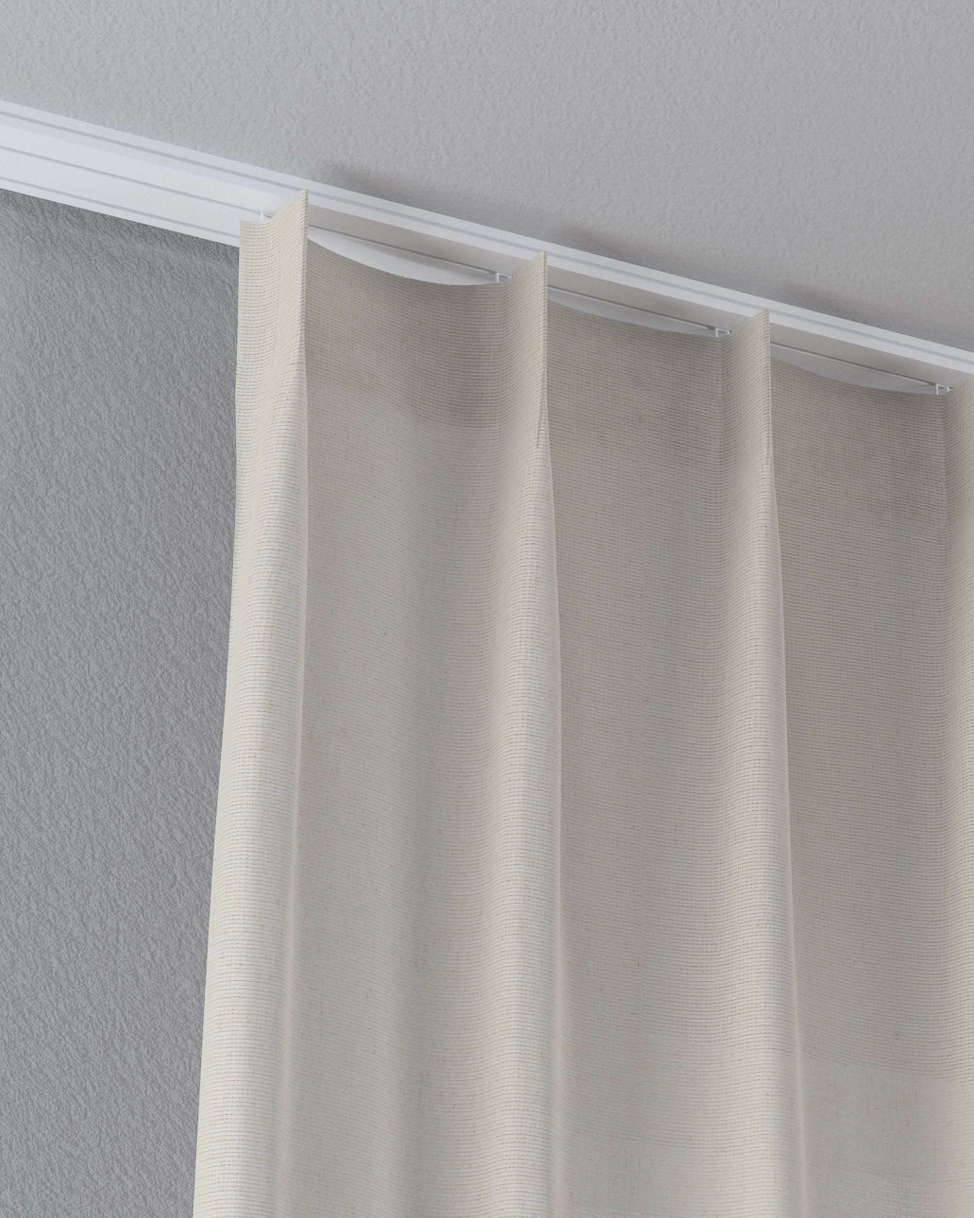 Net curtain with single pinch pleat colour beige fabric semi-sheer, structured (hover)