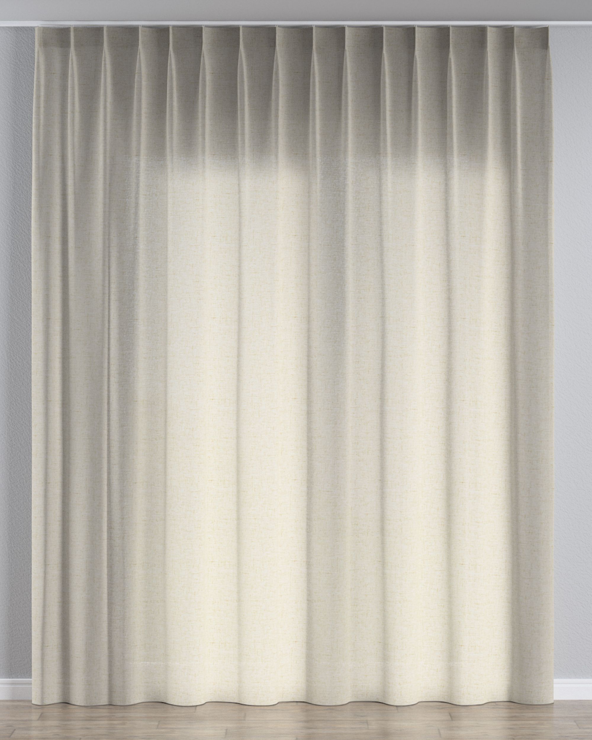 Net curtain with single pinch pleat colour beige fabric semi-sheer