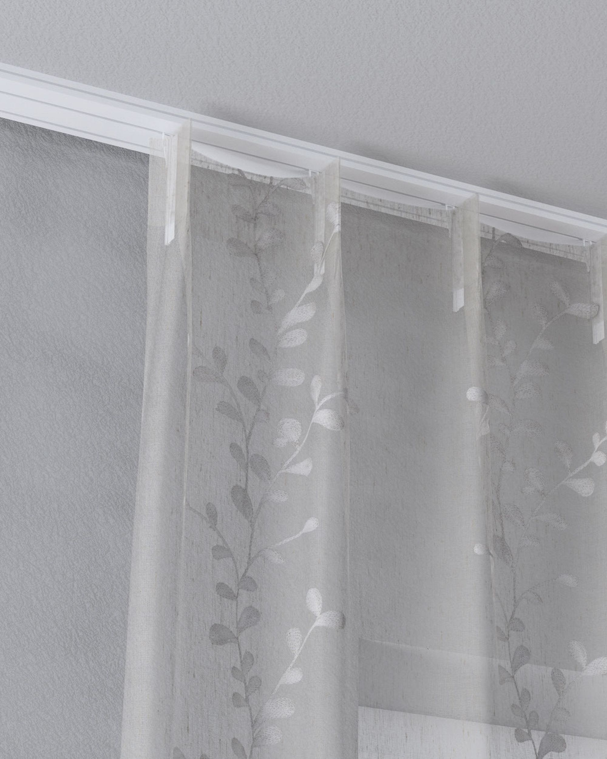 Net curtain with single pinch pleat colour cream fabric semi-sheer, structured (hover)