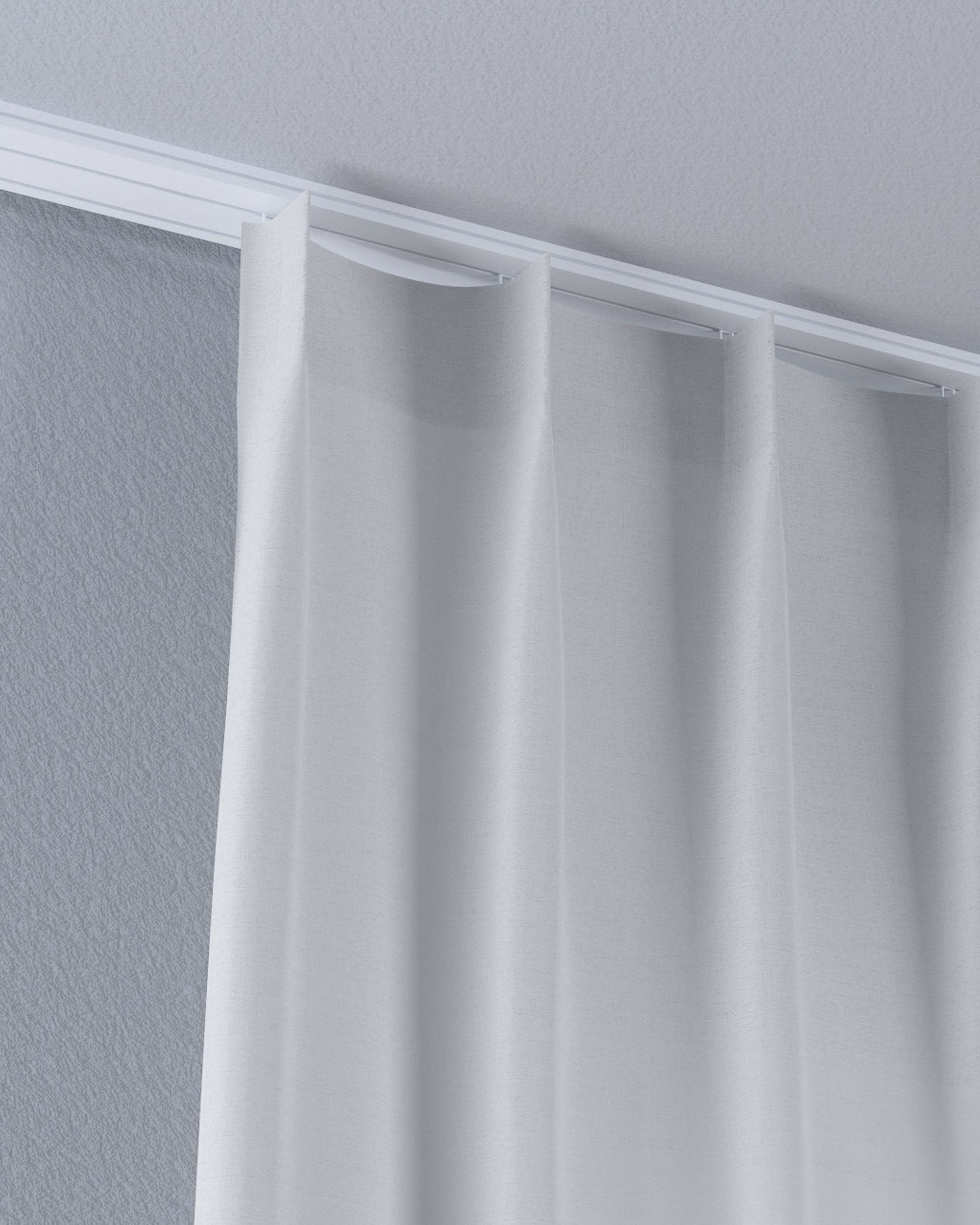 Net curtain with single pinch pleat colour cream fabric semi-sheer, structured (hover)