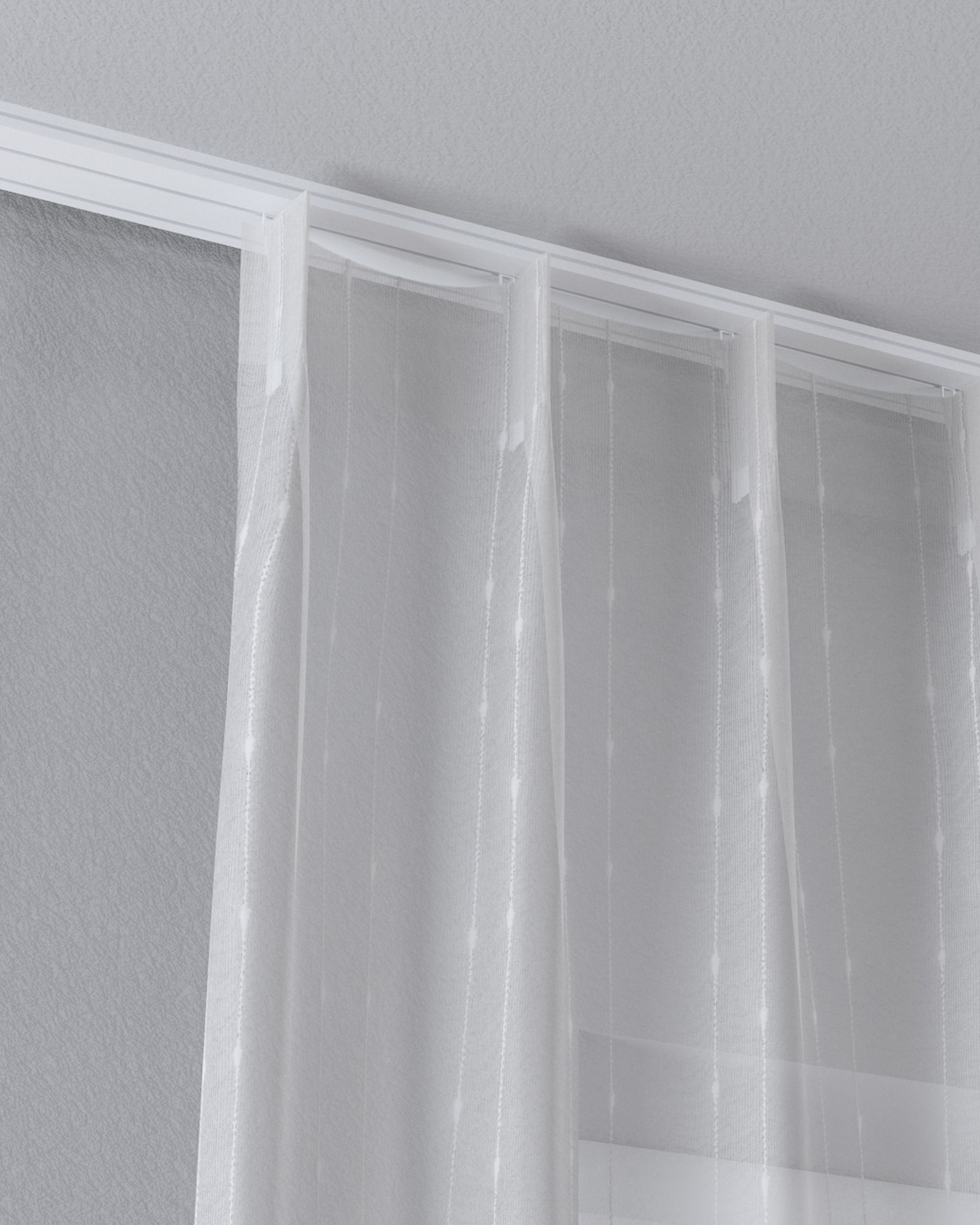 Net curtain with single pinch pleat colour cream fabric semi-sheer, structured, patterned (hover)