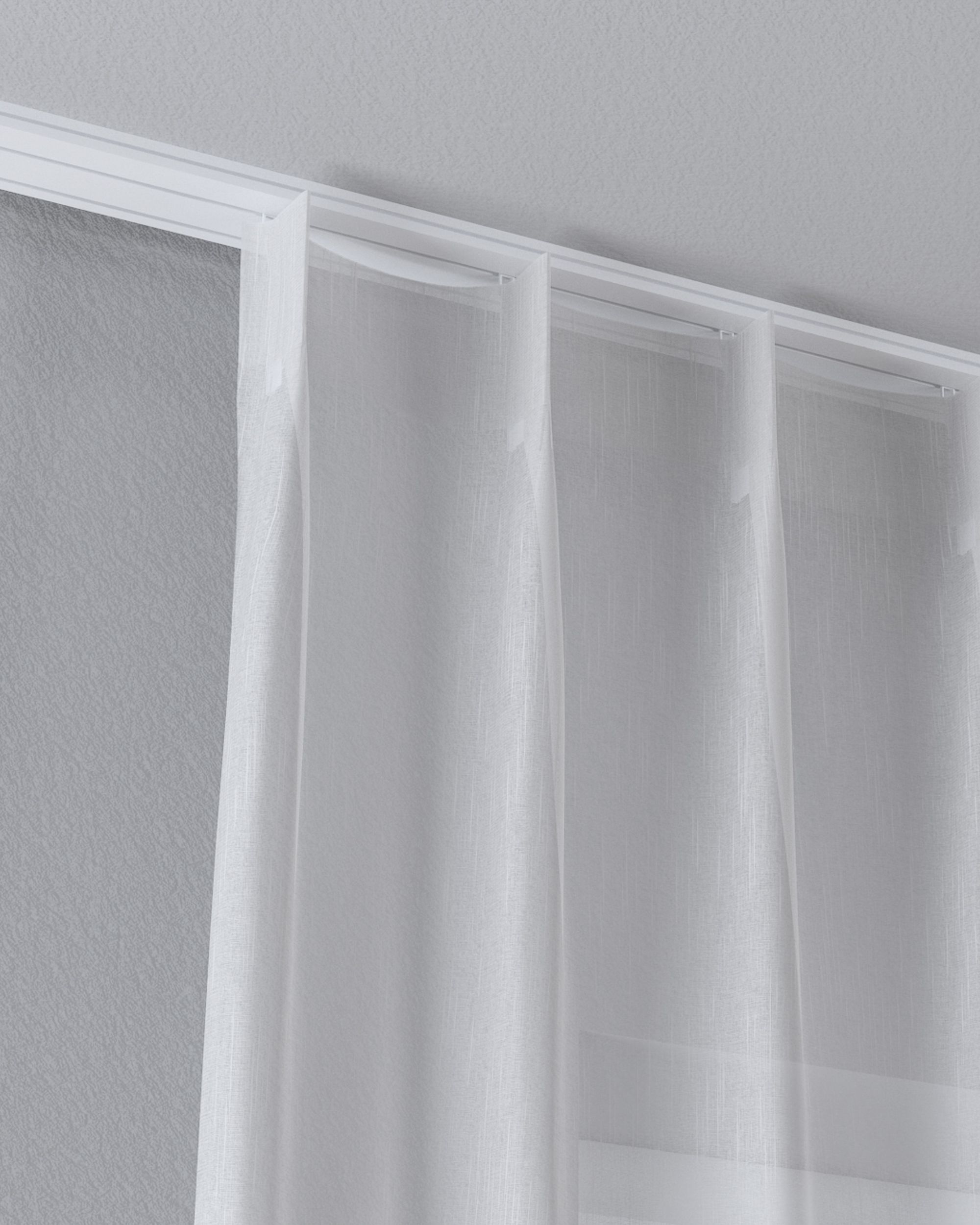 Net curtain with single pinch pleat colour cream fabric semi-sheer, structured, patterned (hover)