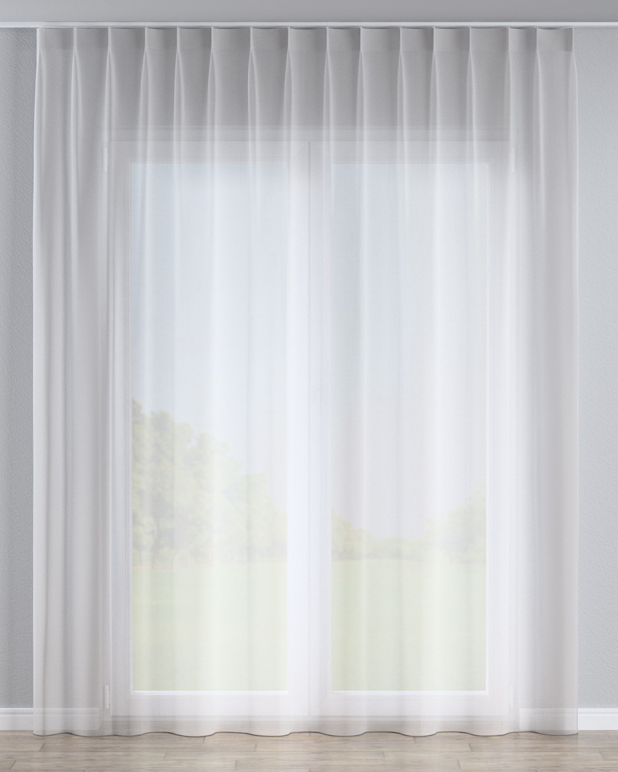 Net curtain with single pinch pleat colour cream fabric semi-sheer, structured, patterned