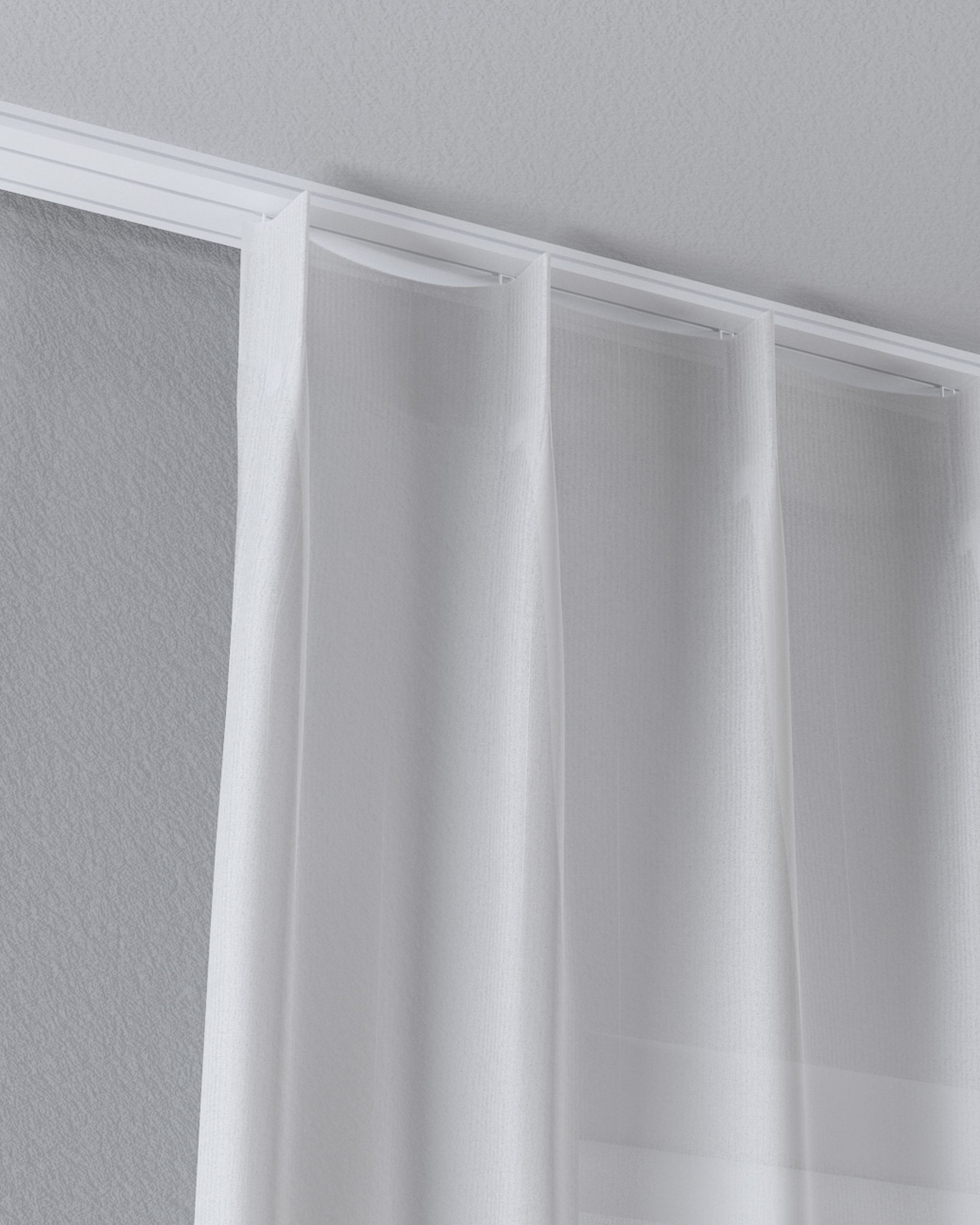 Net curtain with single pinch pleat colour cream fabric semi-sheer, structured, patterned (hover)