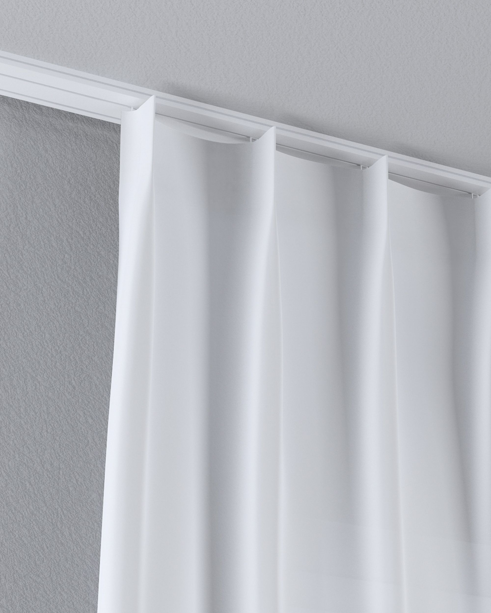 Net curtain with single pinch pleat colour white fabric semi-sheer, structured (hover)