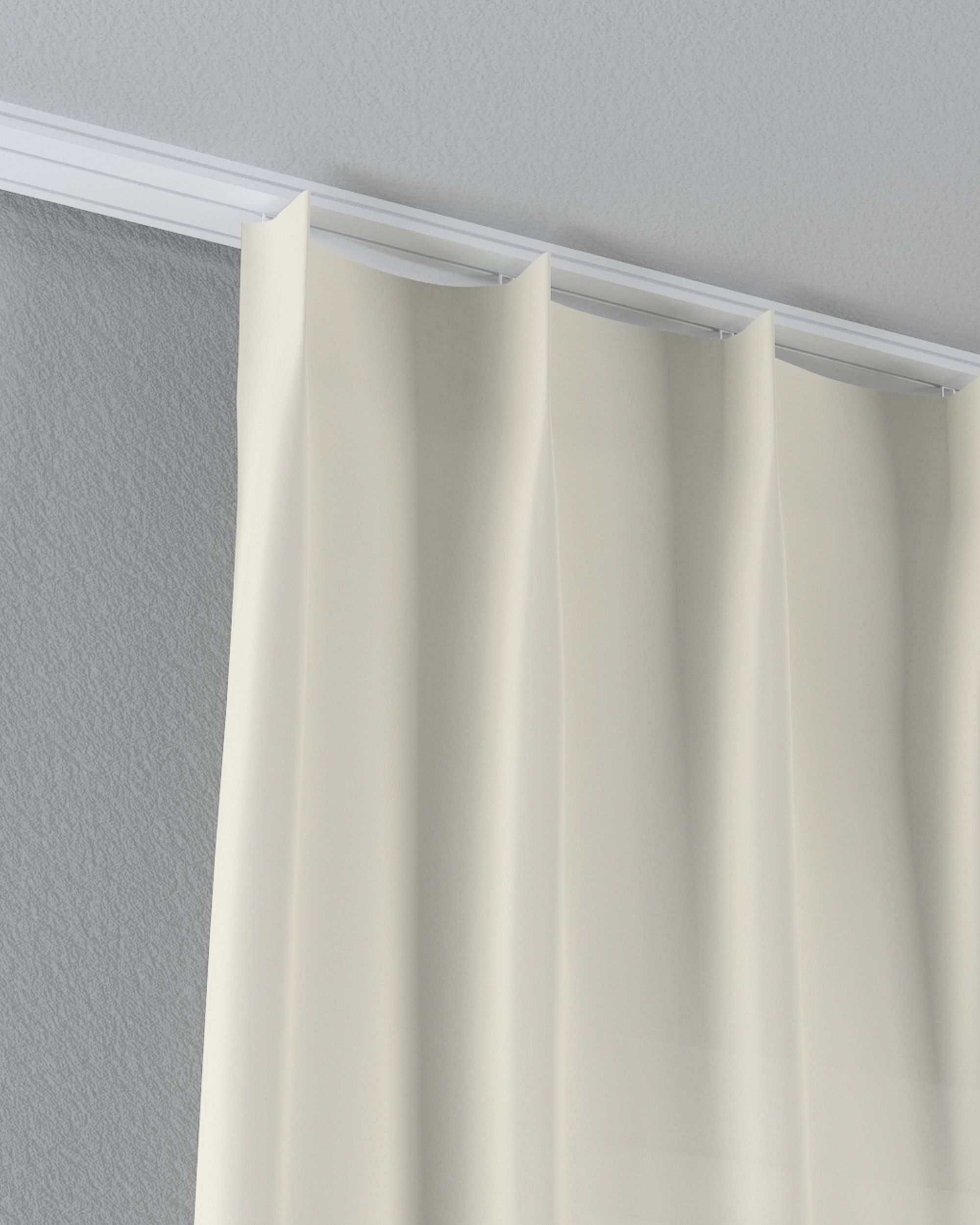 Net curtain with single pinch pleat colour cream fabric semi-sheer, structured (hover)