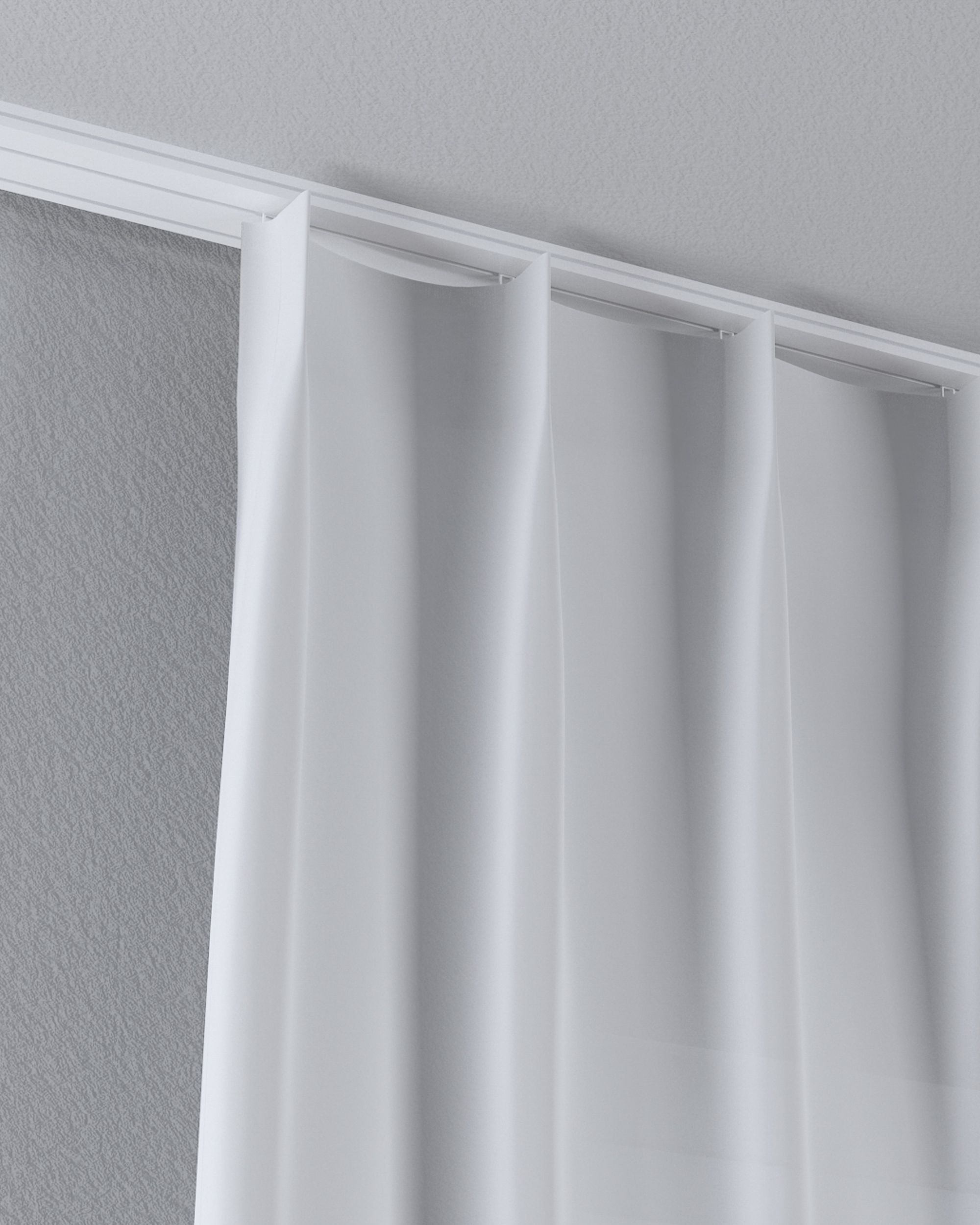 Net curtain with single pinch pleat colour white fabric semi-sheer, structured (hover)