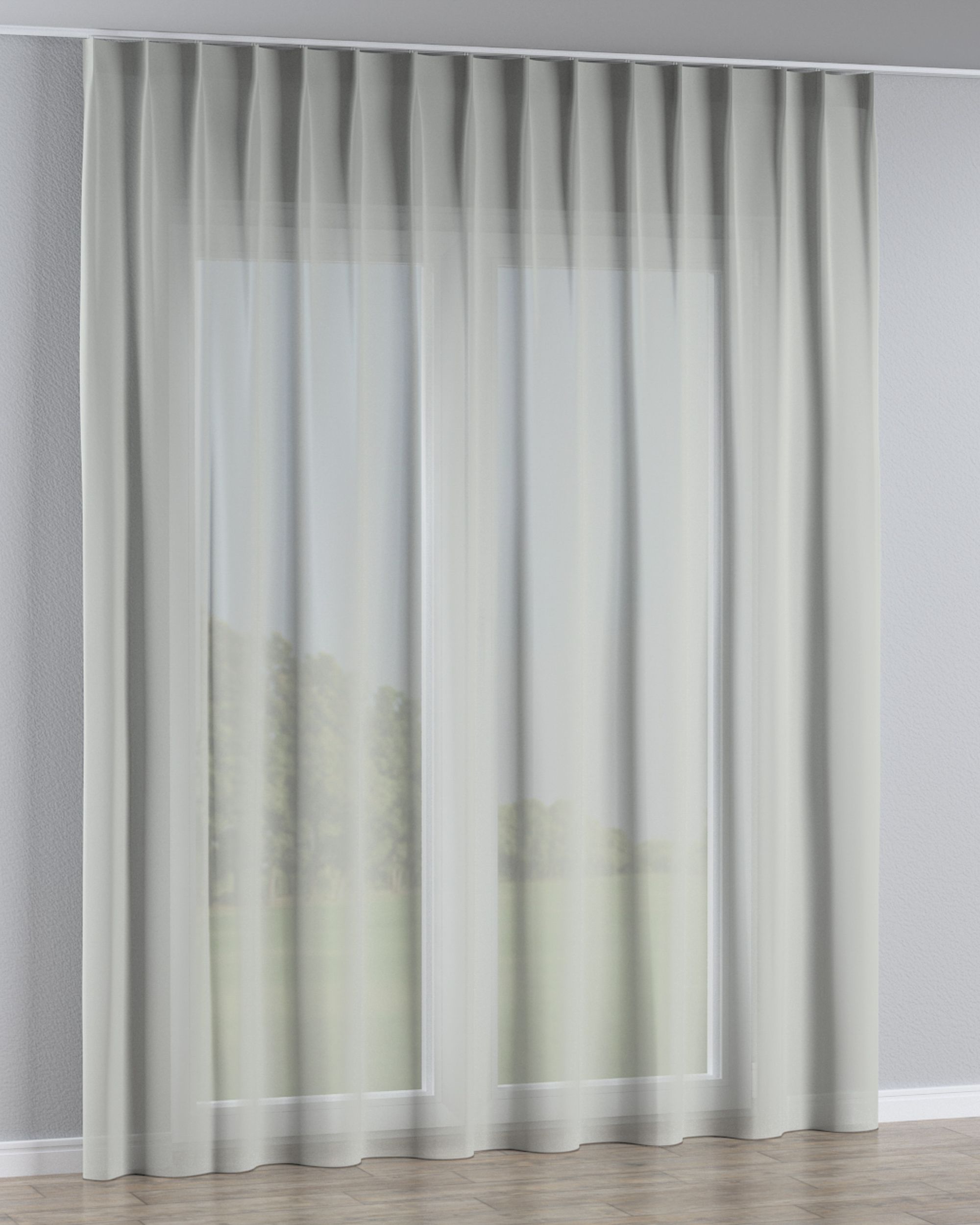 Net curtain with single pinch pleat colour cream fabric semi-sheer, structured (hover)