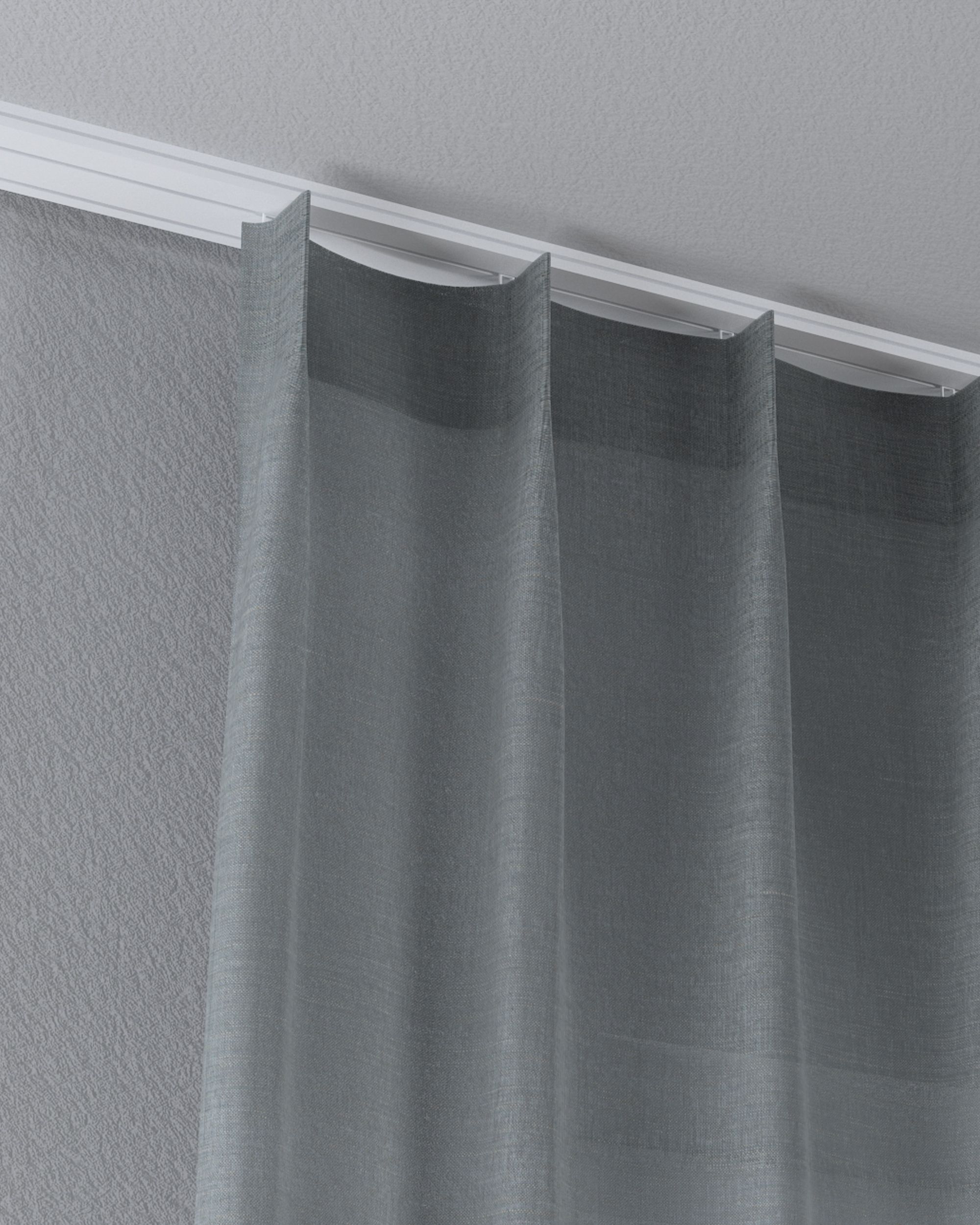 Net curtain with single pinch pleat colour green fabric semi-sheer, structured (hover)