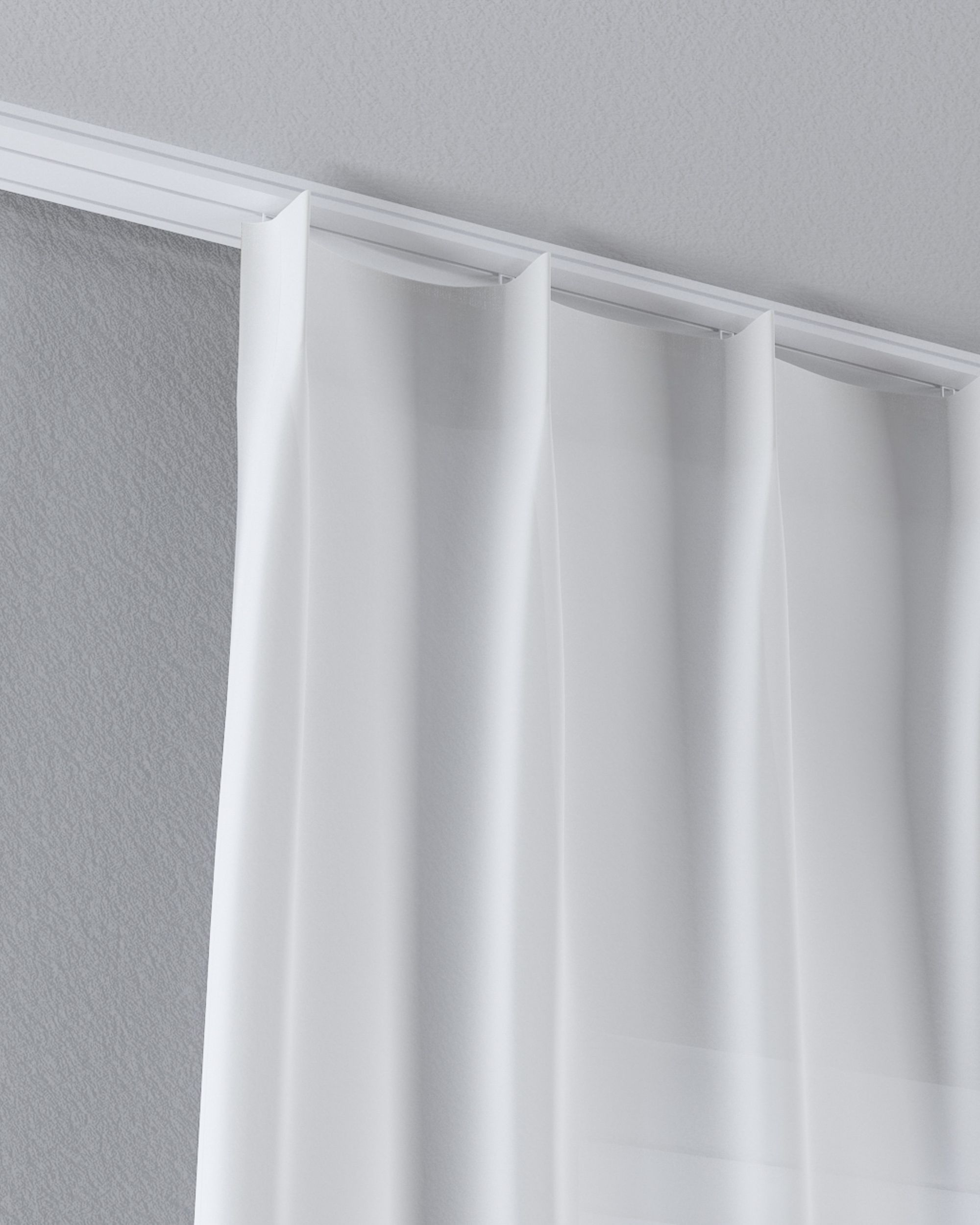 Net curtain with single pinch pleat colour cream fabric semi-sheer, structured (hover)
