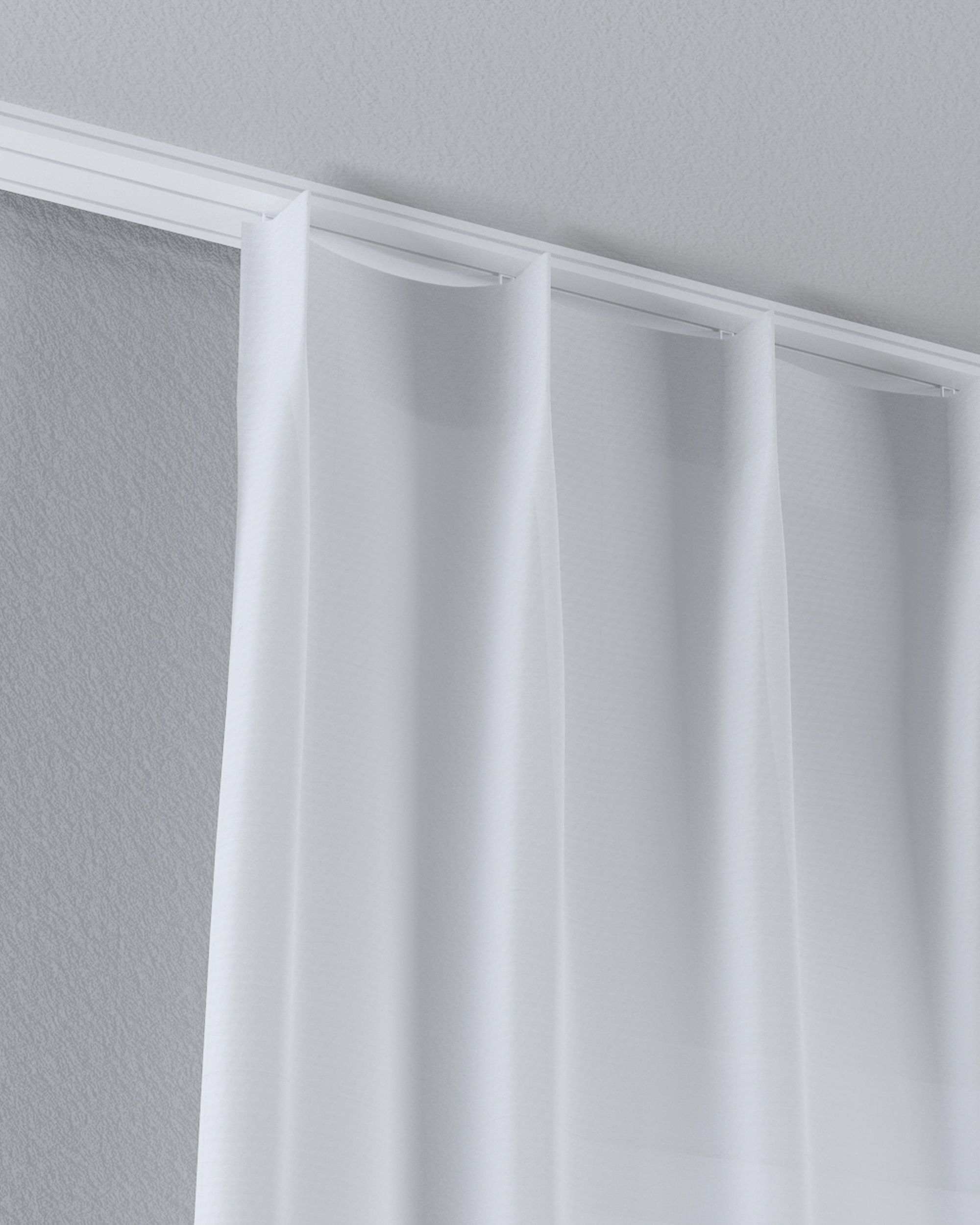 Net curtain with single pinch pleat colour white fabric semi-sheer, structured (hover)