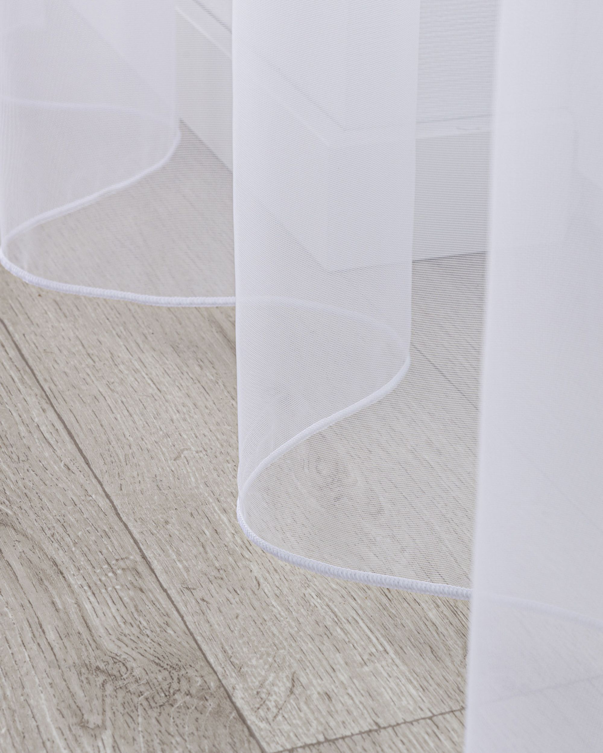 Net curtain with single pinch pleat colour white fabric semi-sheer (hover)