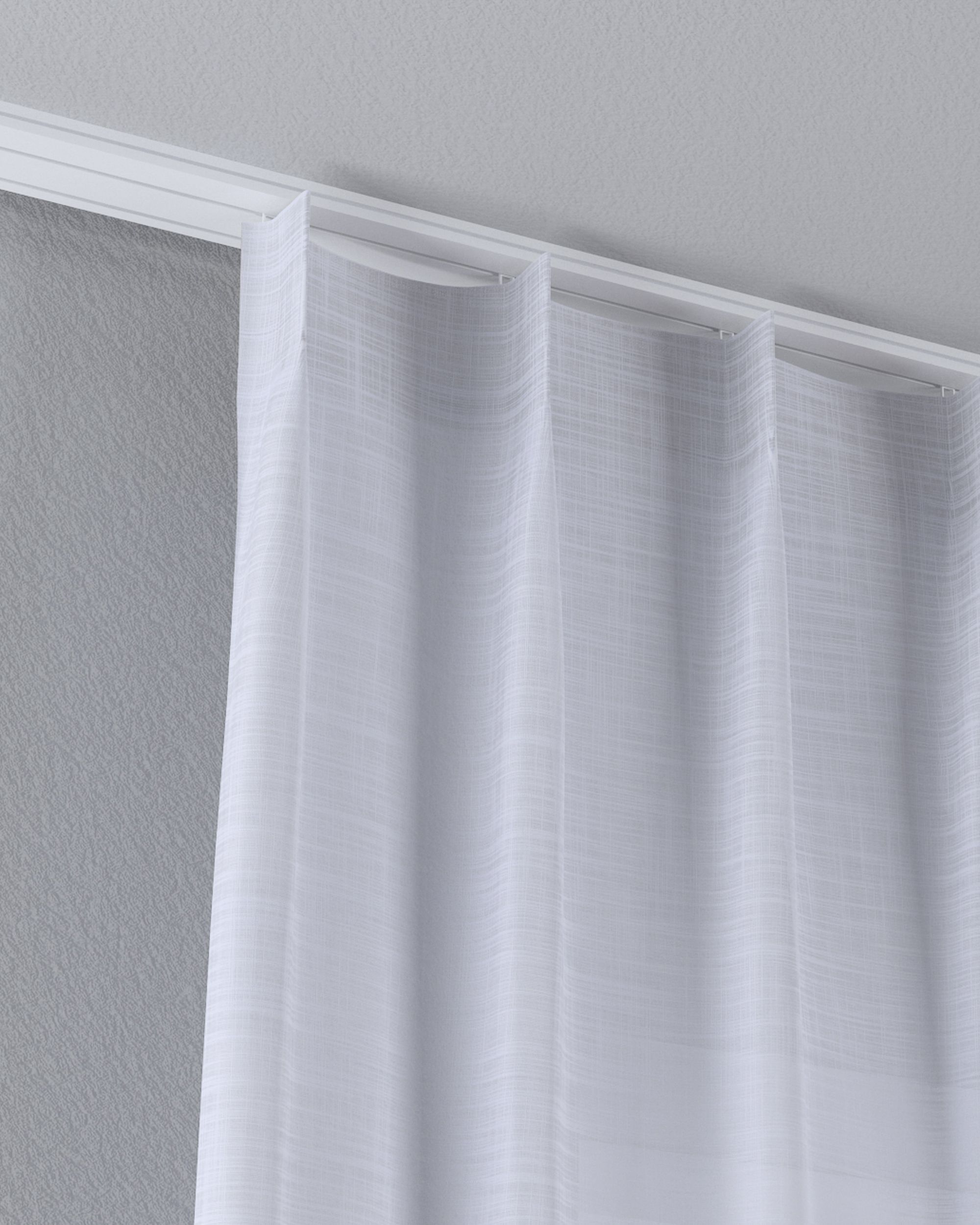 Net curtain with single pinch pleat colour white fabric semi-sheer, structured (hover)