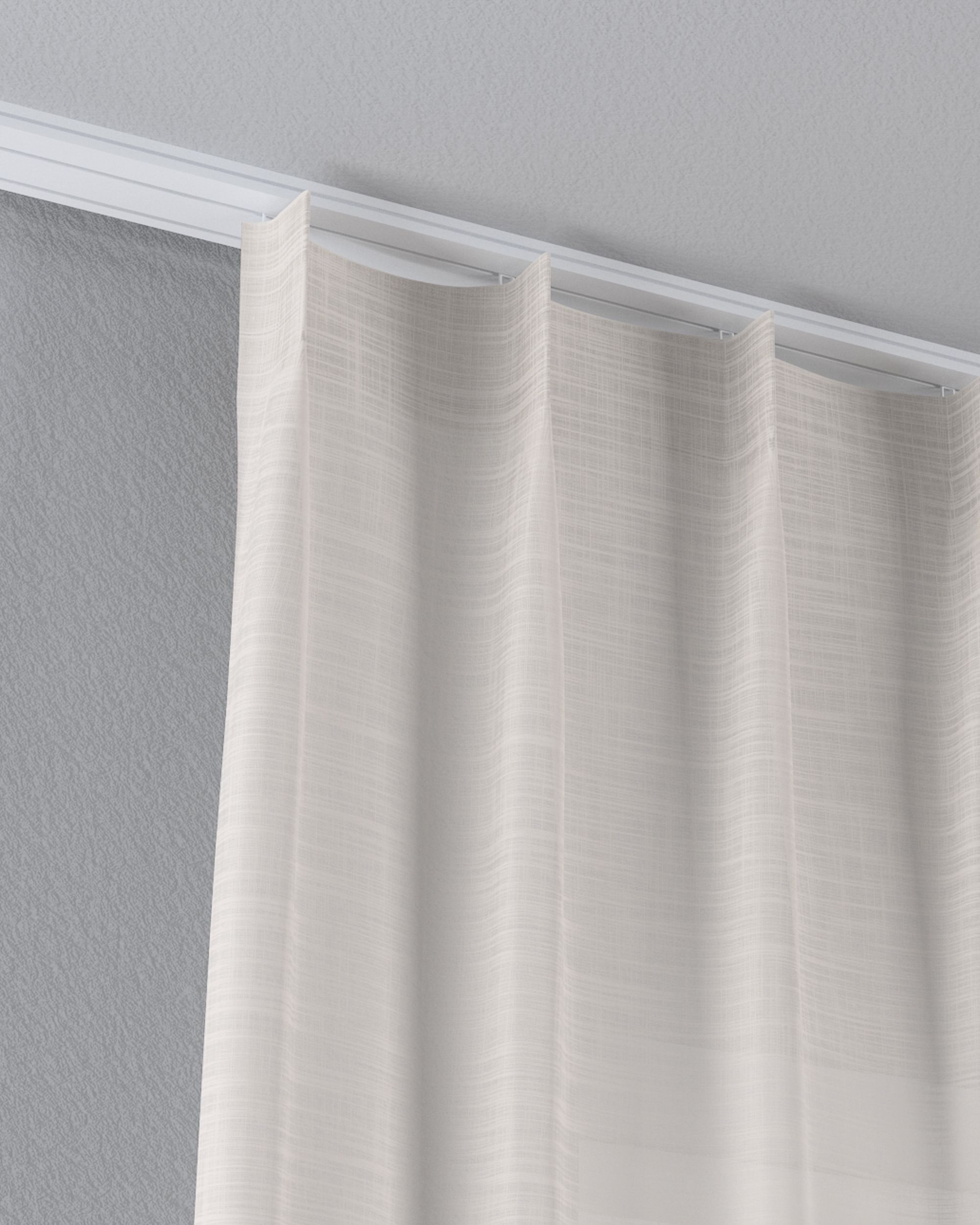 Net curtain with single pinch pleat colour cream fabric semi-sheer, structured (hover)