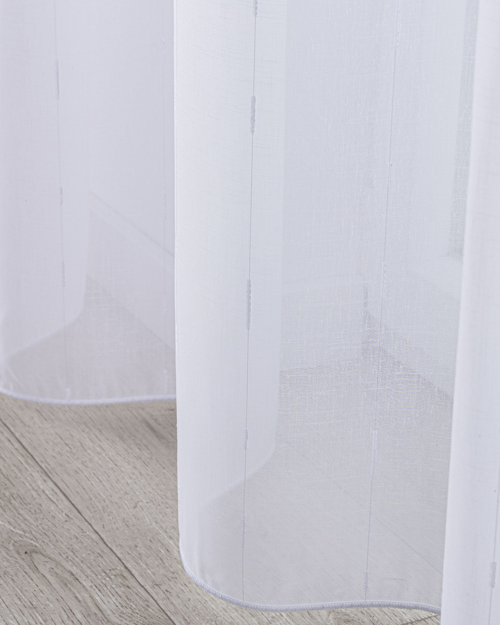 Net curtain with single pinch pleat colour white fabric semi-sheer, structured, patterned (hover)