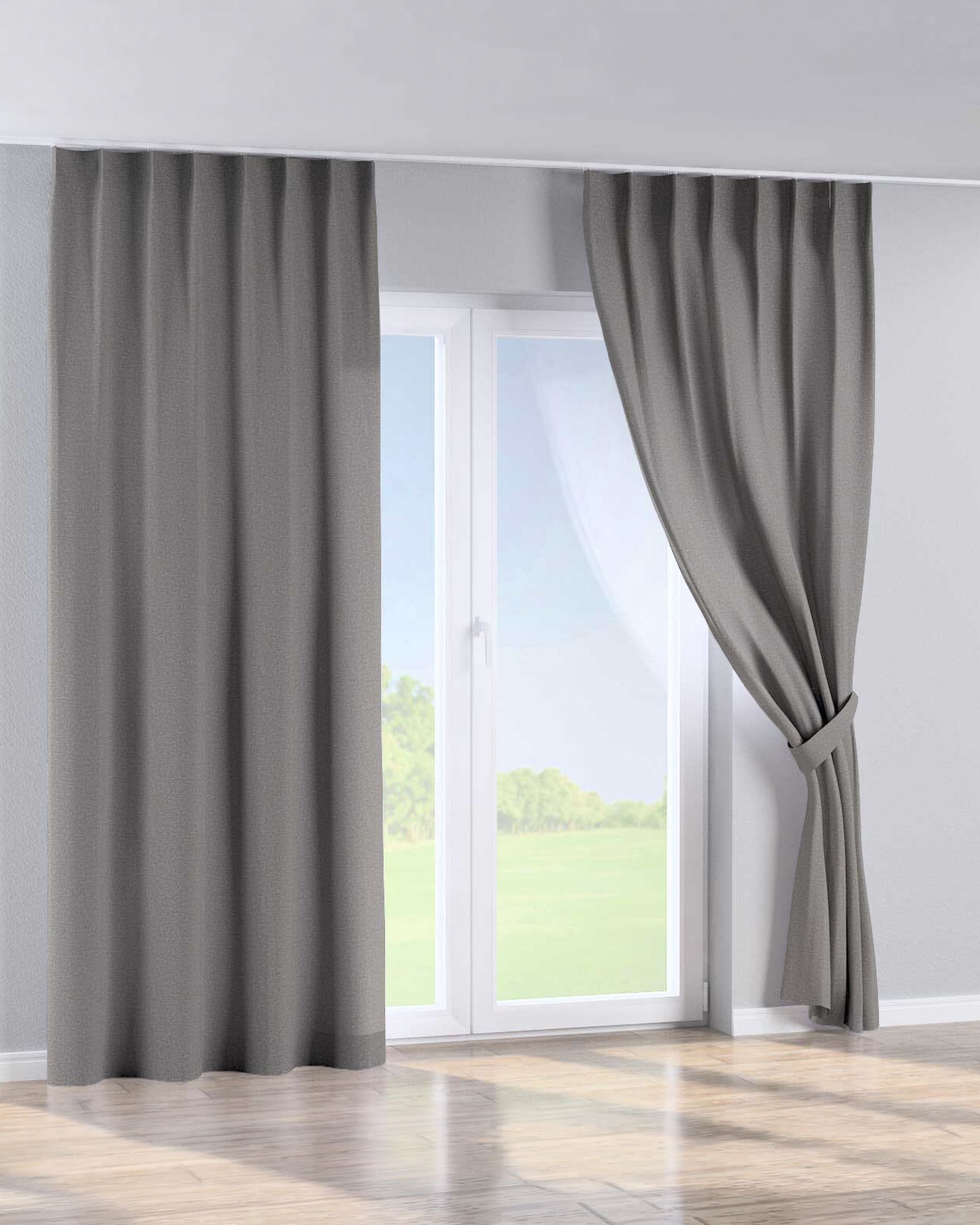 Single pinch pleat curtain colour grey fabric structured (hover)