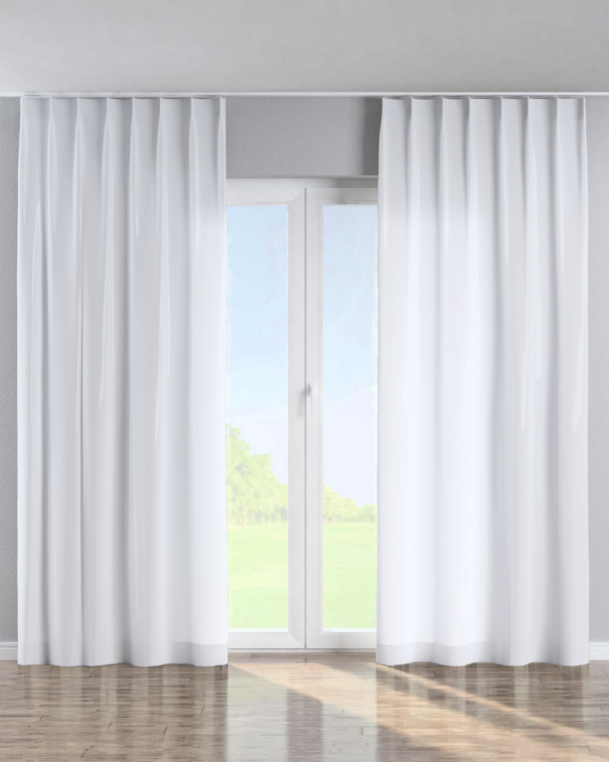 Single pinch pleat curtain colour cream fabric semi-sheer, structured (hover)